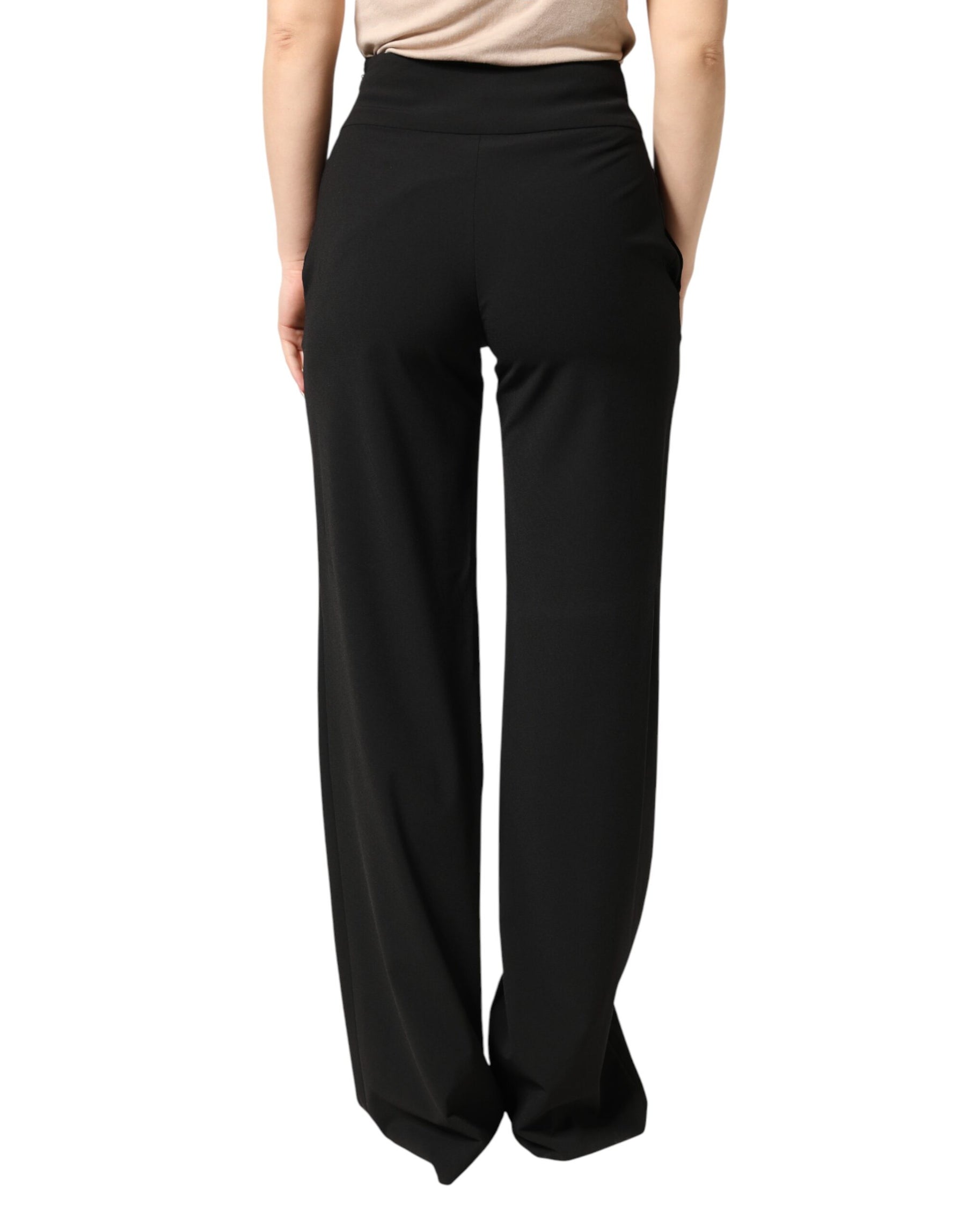 Just Cavalli Black High Waist Straight Trouser Formal Pants | Regal Royce