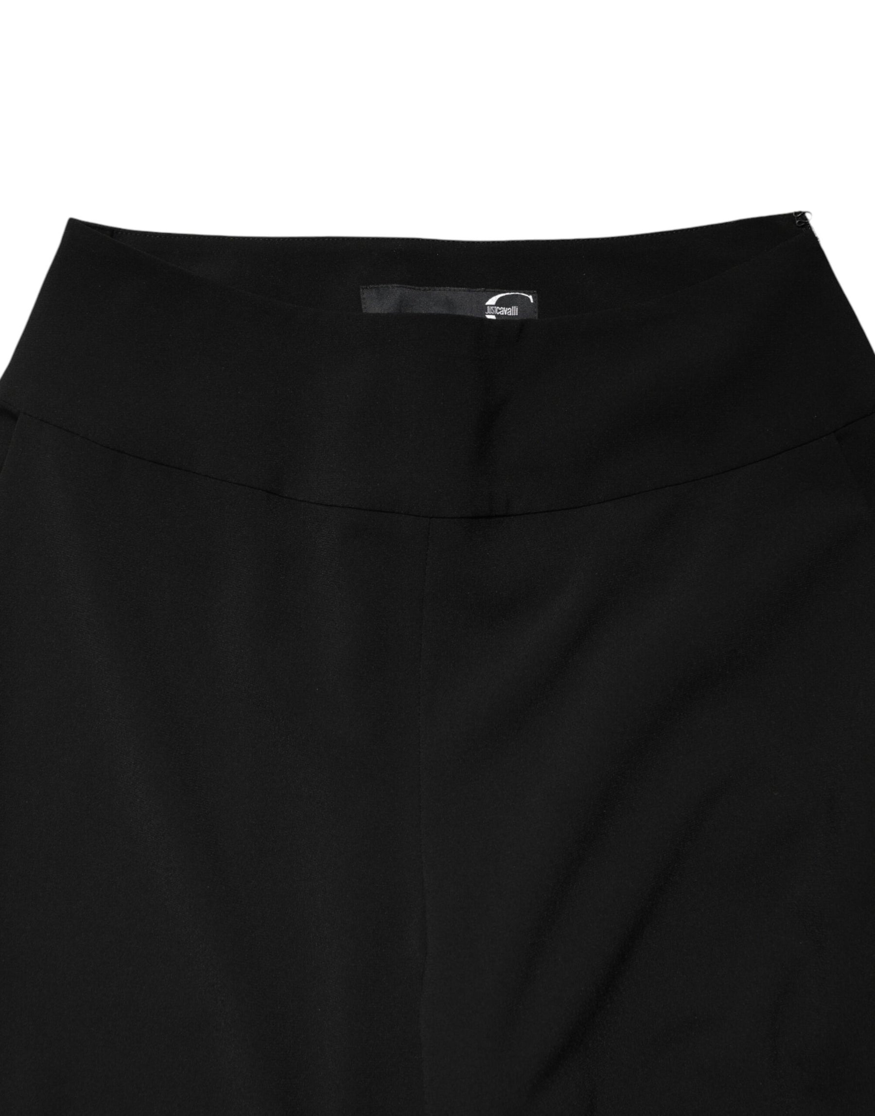 Just Cavalli Black High Waist Straight Trouser Formal Pants | Regal Royce