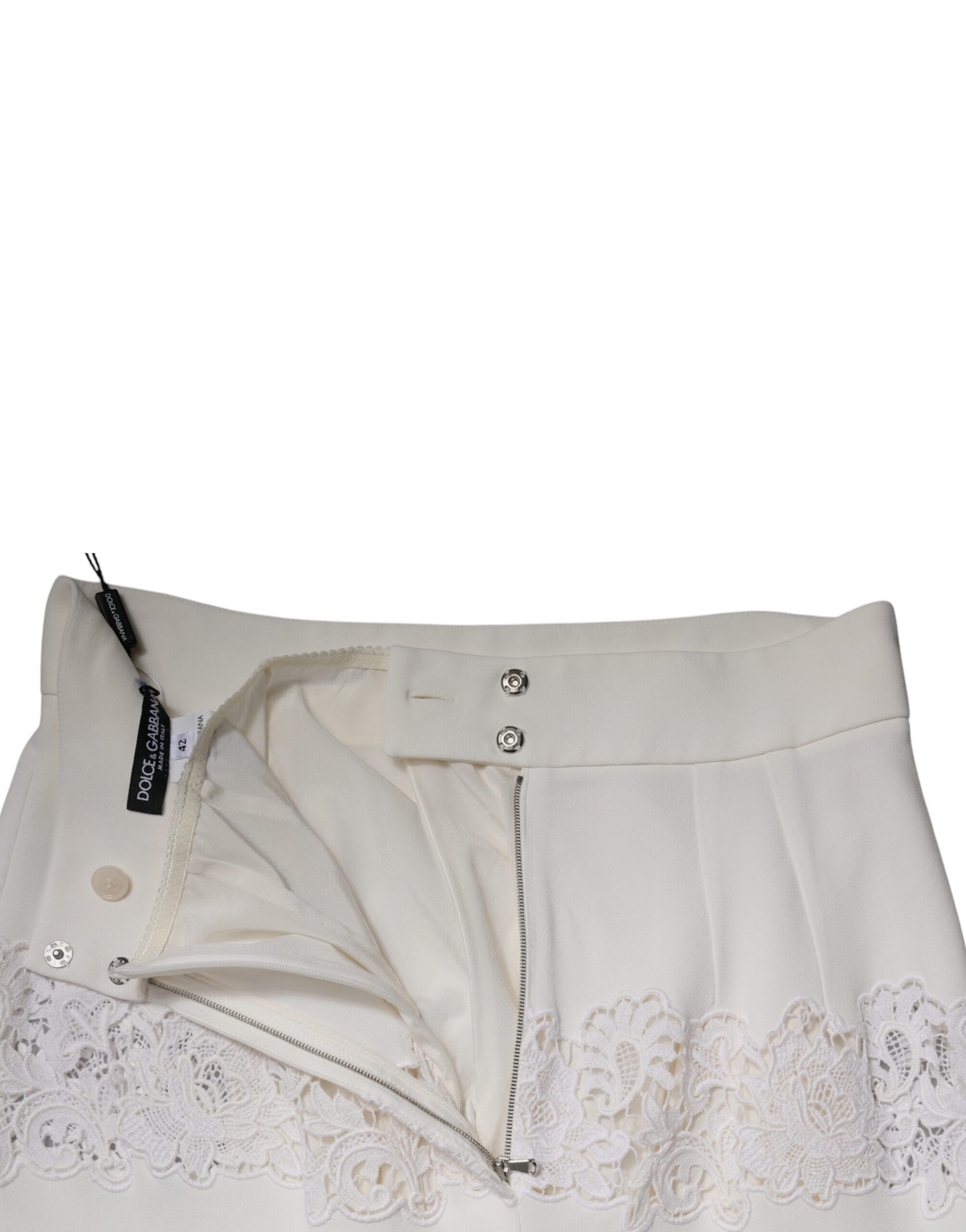 Dolce & Gabbana White Floral Lace High Waist Pencil Cut  Skirt | Regal Royce