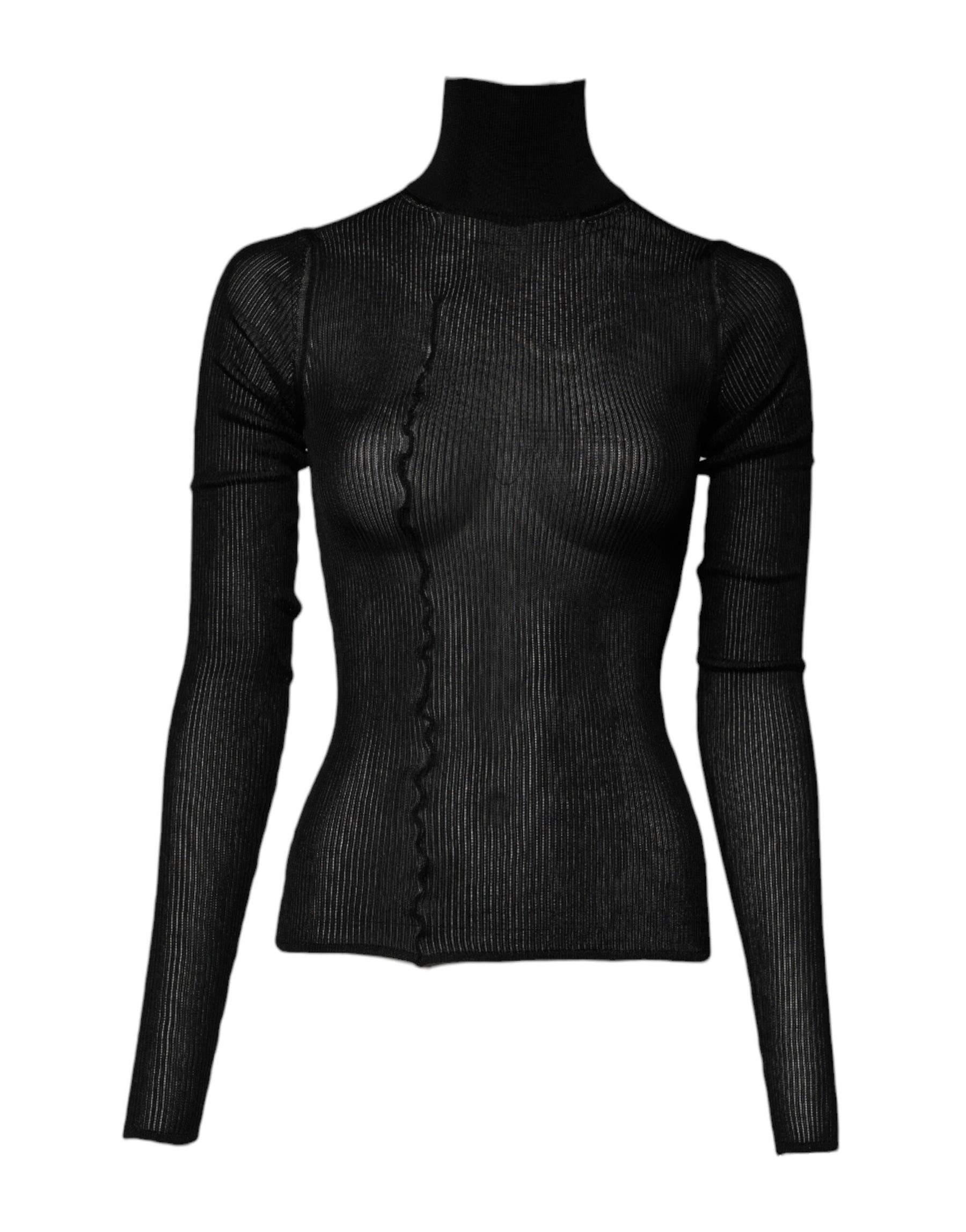 Dolce & Gabbana Black Viscose Turtle Neck Pullover Top | Regal Royce