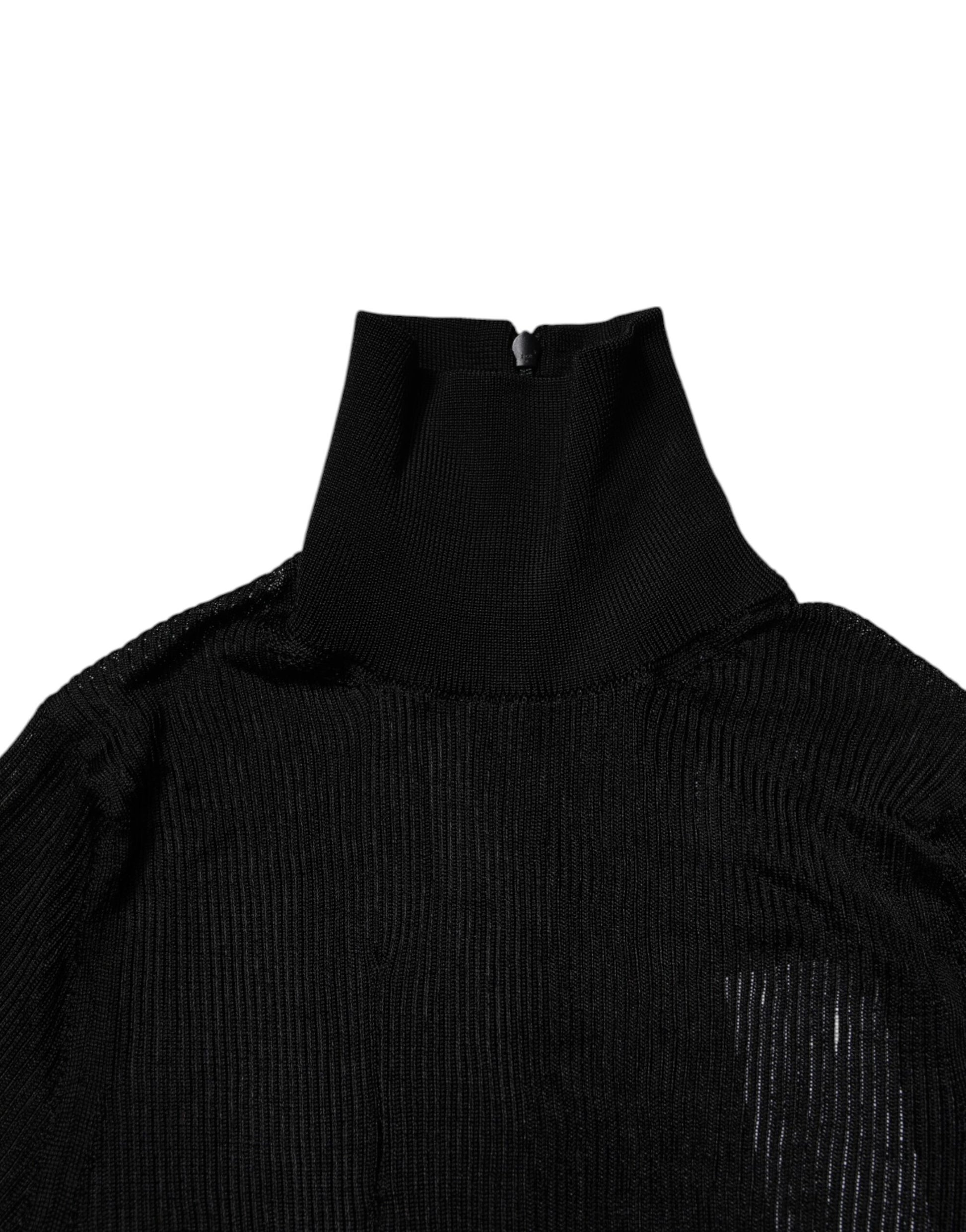 Dolce & Gabbana Black Viscose Turtle Neck Pullover Top | Regal Royce