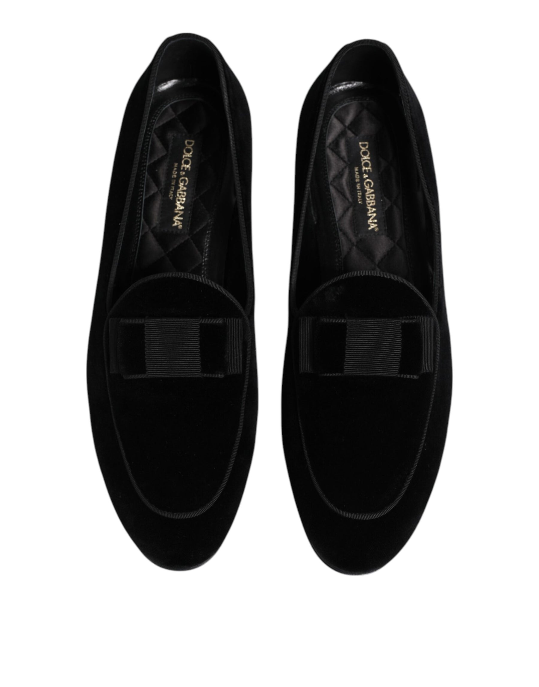 Dolce & Gabbana Black Velvet Slip On Loafers Formal Men Shoes | Regal Royce