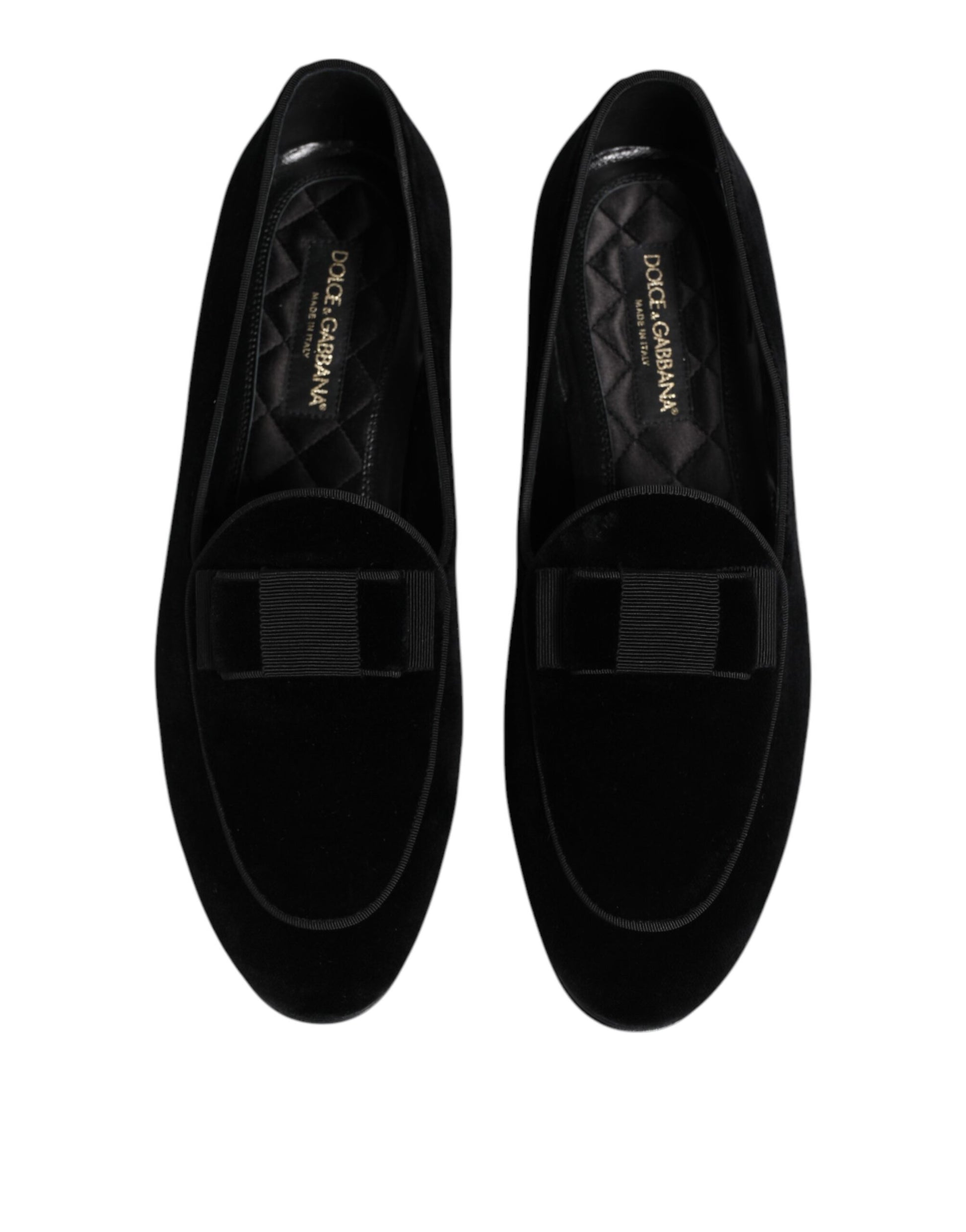 Dolce & Gabbana Black Velvet Slip On Loafers Formal Men Shoes | Regal Royce