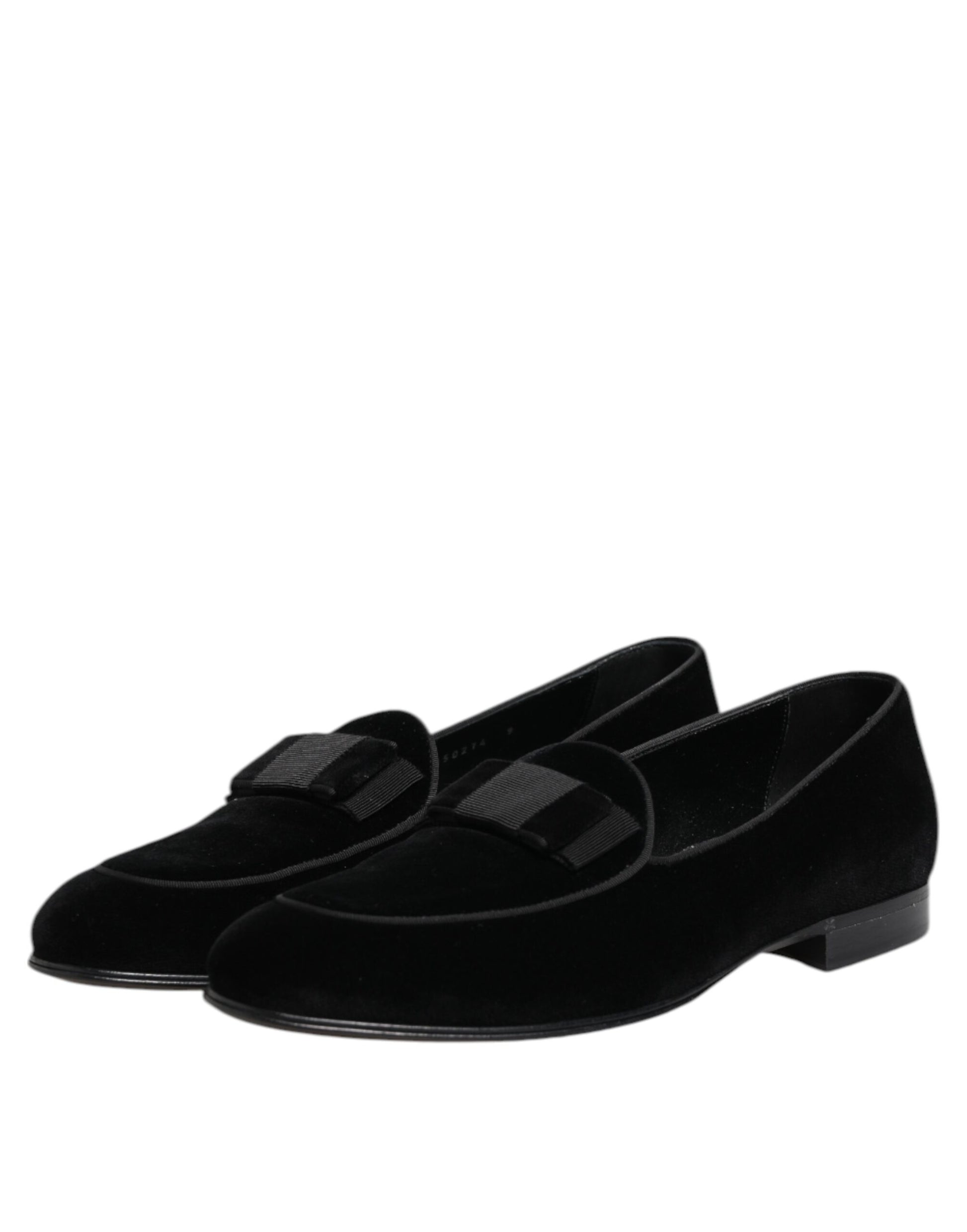 Dolce & Gabbana Black Velvet Slip On Loafers Formal Men Shoes | Regal Royce