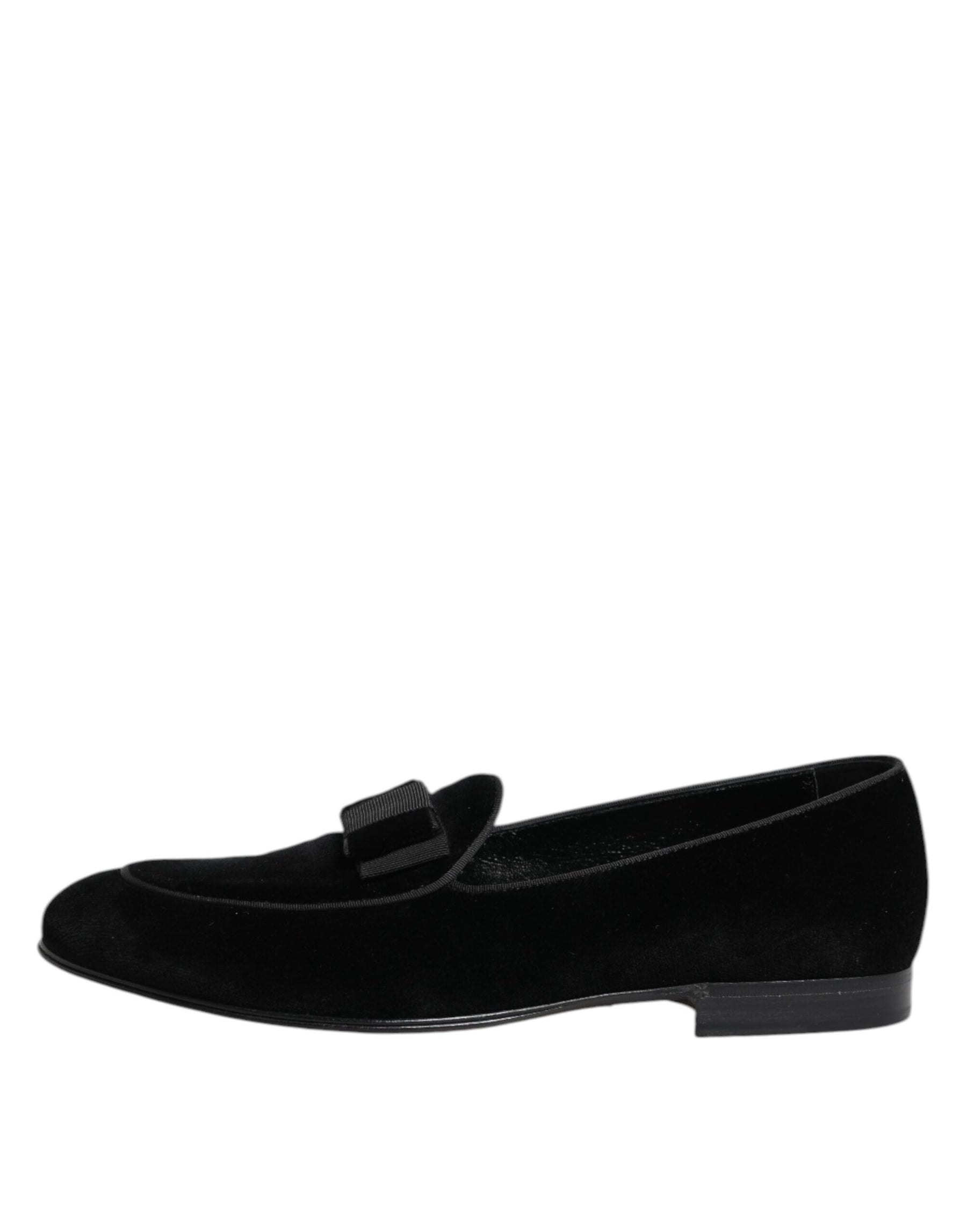 Dolce & Gabbana Black Velvet Slip On Loafers Formal Men Shoes | Regal Royce