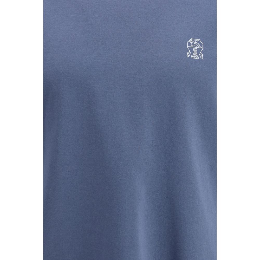 Brunello Cucinelli Blue Cotton T-Shirt | Regal Royce