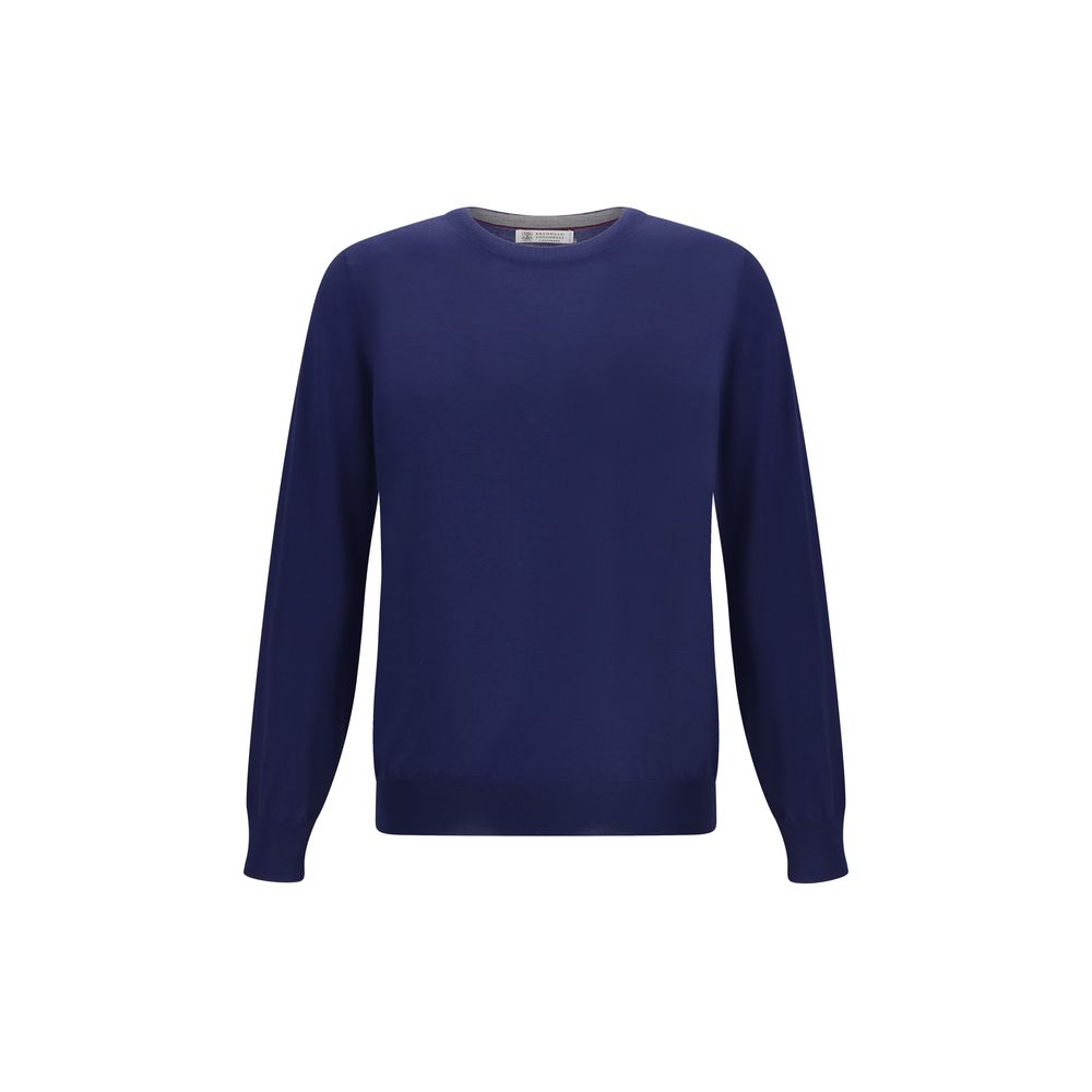 Brunello Cucinelli Blue Fleece Wool Sweatshirt | Regal Royce