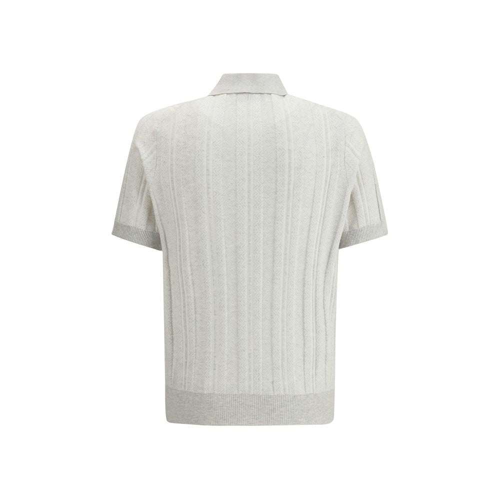 Brunello Cucinelli Gray Cotton Polo Shirt | Regal Royce