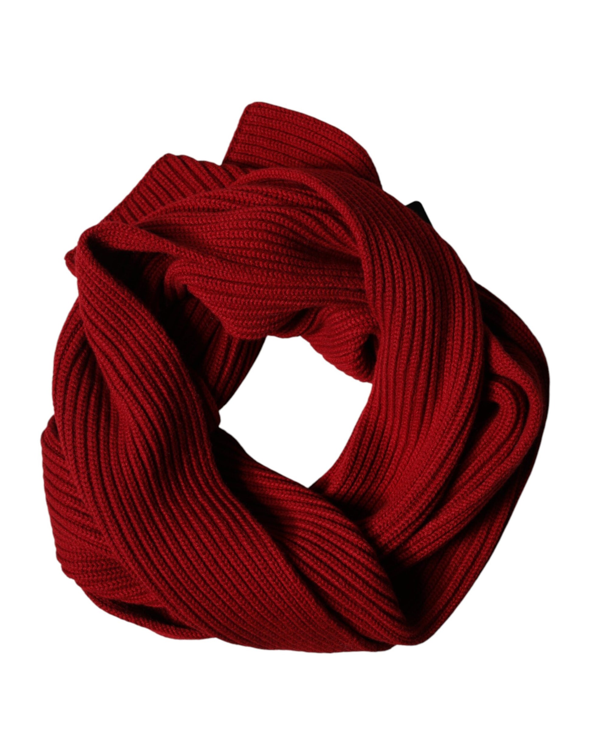 Dolce & Gabbana Red Wool Knitted Neck Wrap Shawl Men Scarf | Regal Royce