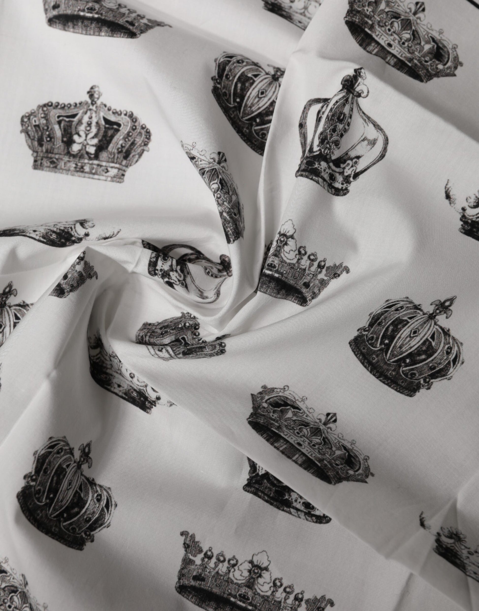 Dolce & Gabbana White Crown Cotton Square Foulard Scarf | Regal Royce