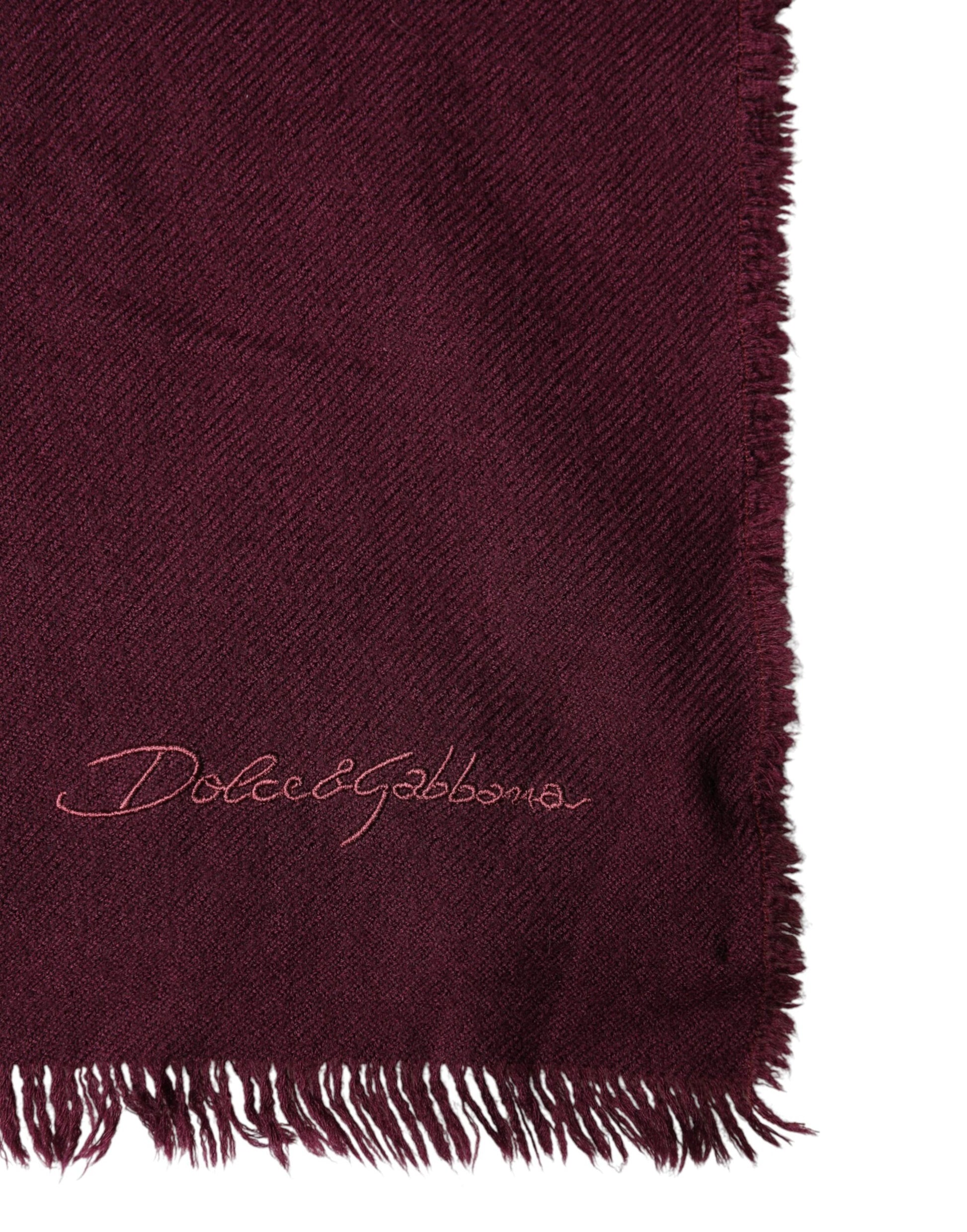 Dolce & Gabbana Maroon Cashmere Fringes Neck Wrap Shawl Scarf | Regal Royce
