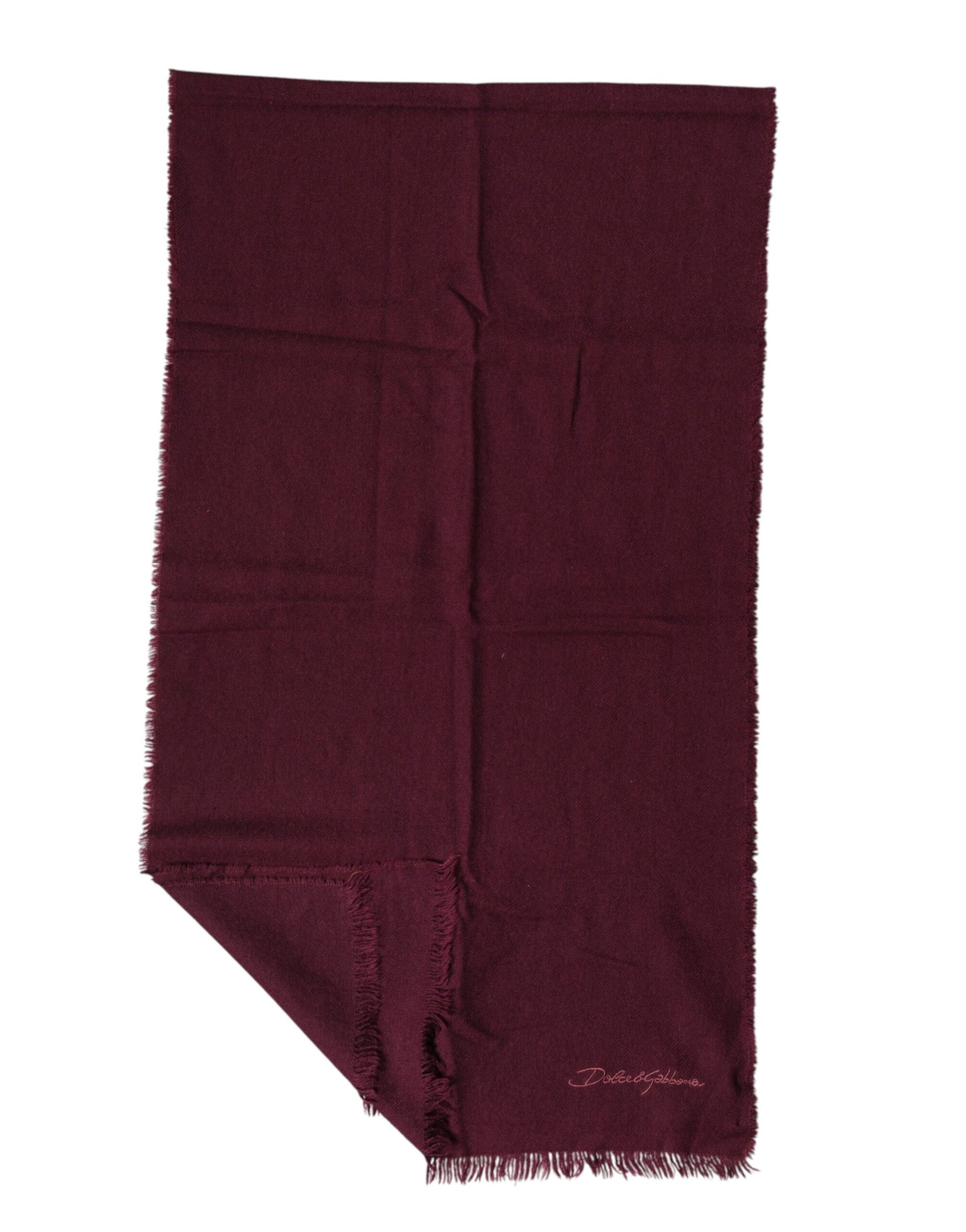 Dolce & Gabbana Maroon Cashmere Fringes Neck Wrap Shawl Scarf | Regal Royce