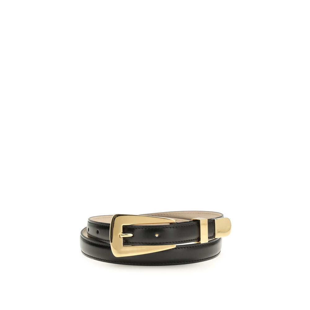 Khaite Black Calf Leather Bos Taurus Regular Belt | Regal Royce