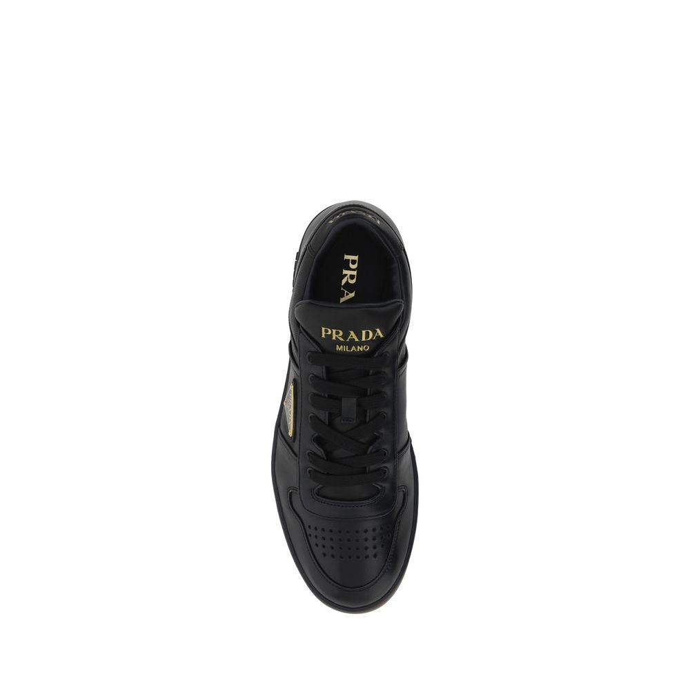 Prada Black Calf Leather Bos Taurus Low Top Sneakers | Regal Royce