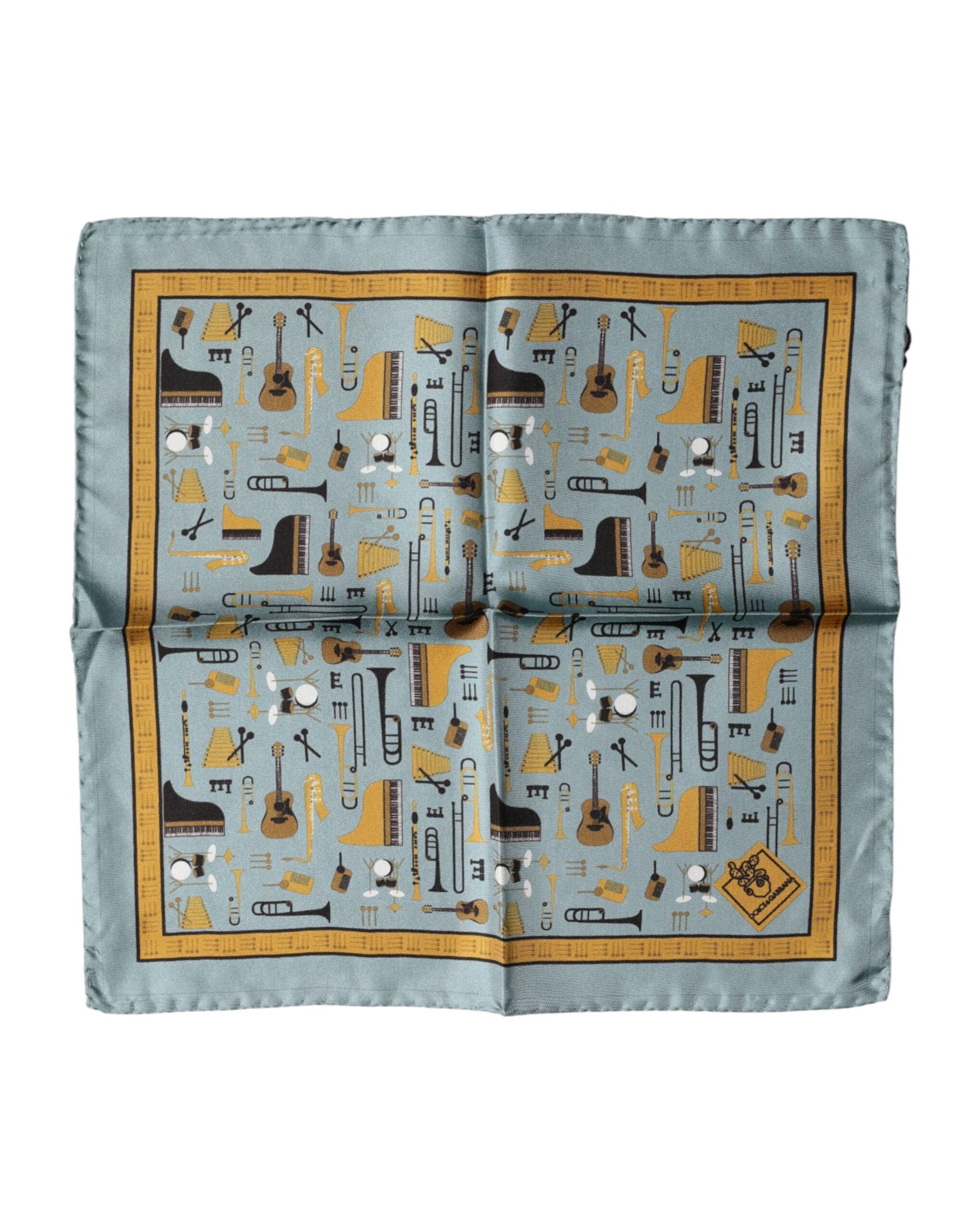 Dolce & Gabbana Blue Jazz Club Square Handkerchief Scarf | Regal Royce