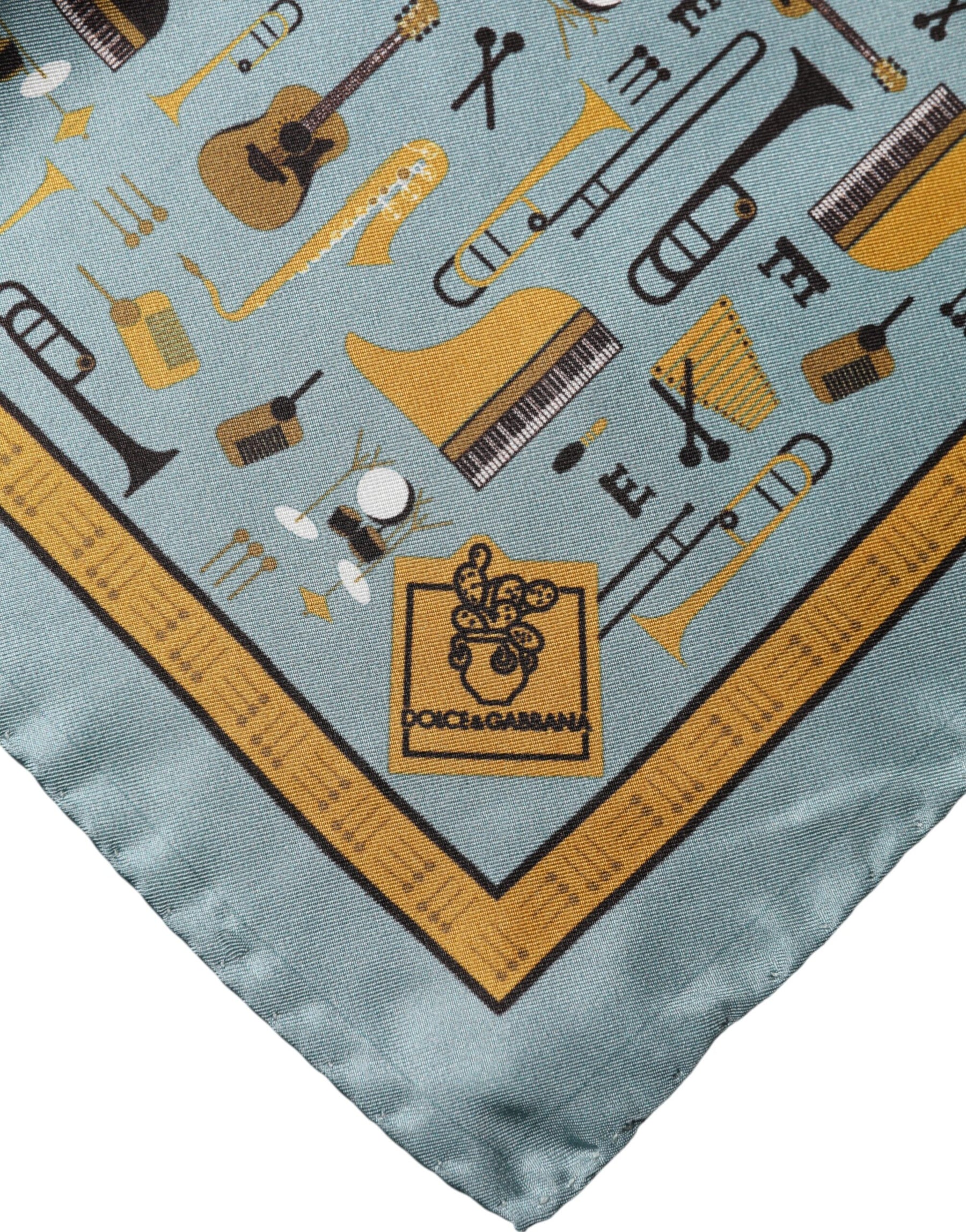 Dolce & Gabbana Blue Jazz Club Square Handkerchief Scarf | Regal Royce