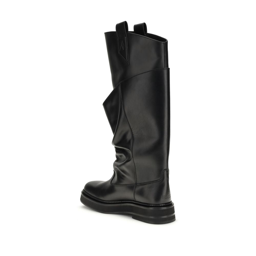 The Attico Black Calf Leather Bos Taurus Boots | Regal Royce