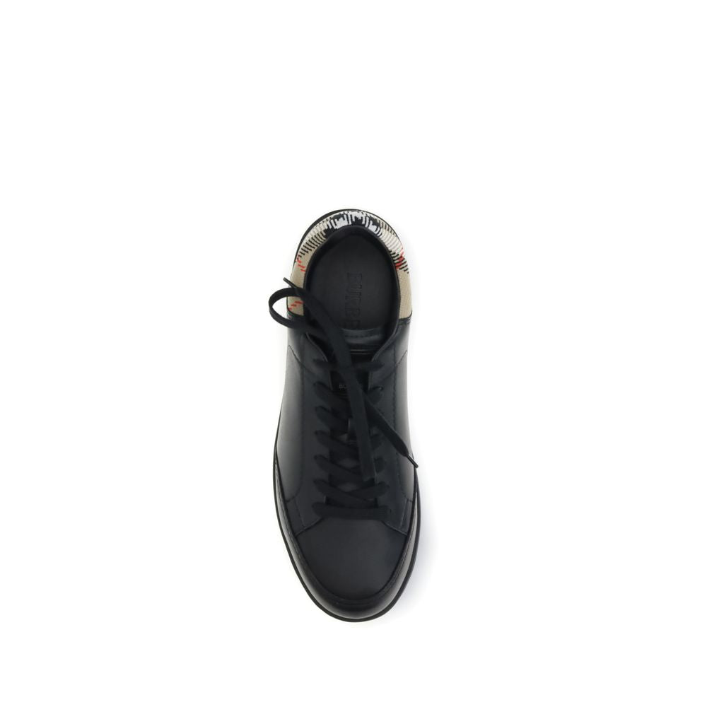 Burberry Black Calf Leather Bos Taurus Low Top Sneakers | Regal Royce