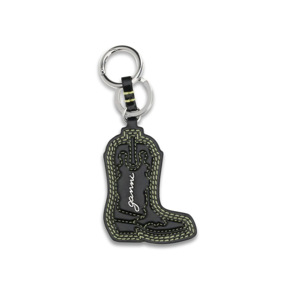 Ganni Black Recycled Leather Keychain | Regal Royce