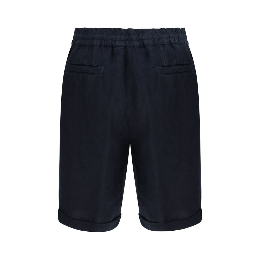 Brunello Cucinelli Blue Linen Bermuda Shorts | Regal Royce
