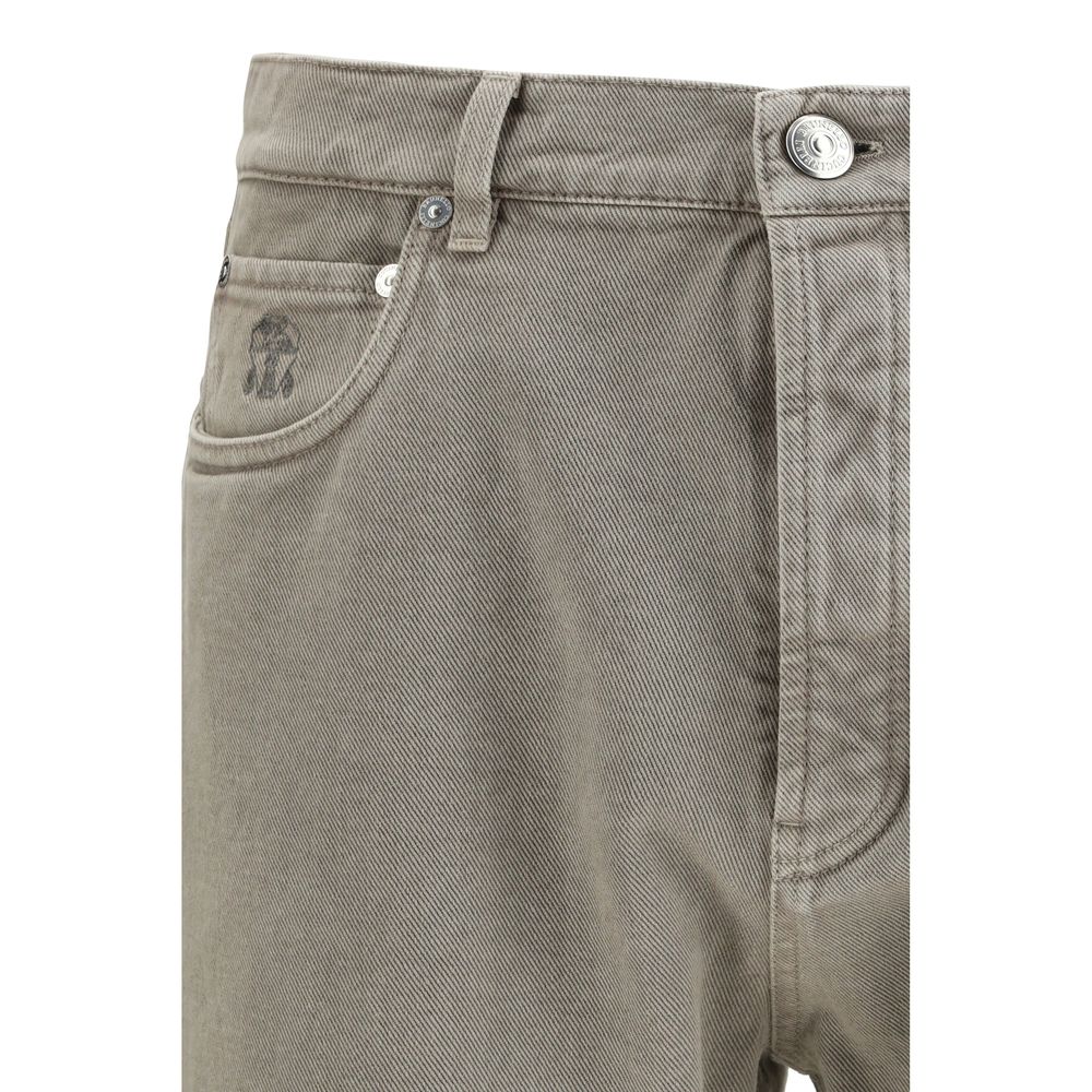 Brunello Cucinelli Bicolor Cotton Straight-Leg Jeans | Regal Royce