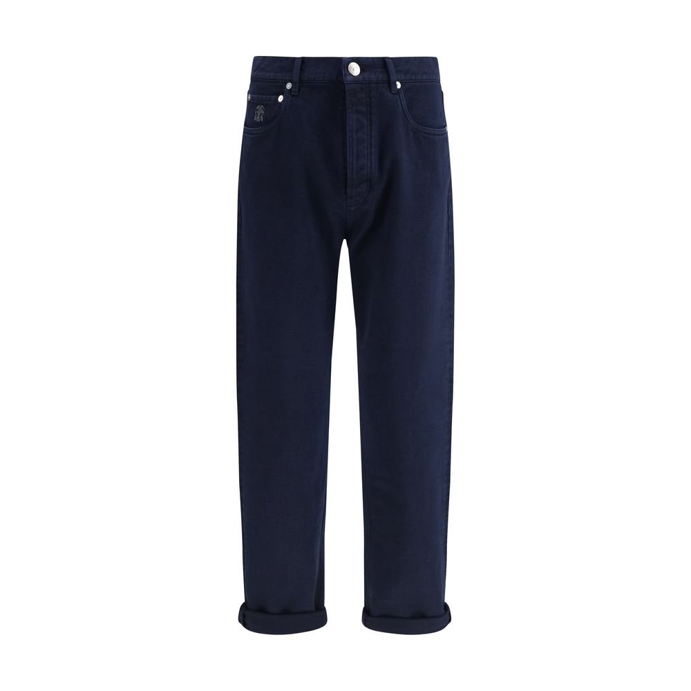 Brunello Cucinelli Blue Cotton Straight-Leg Jeans | Regal Royce