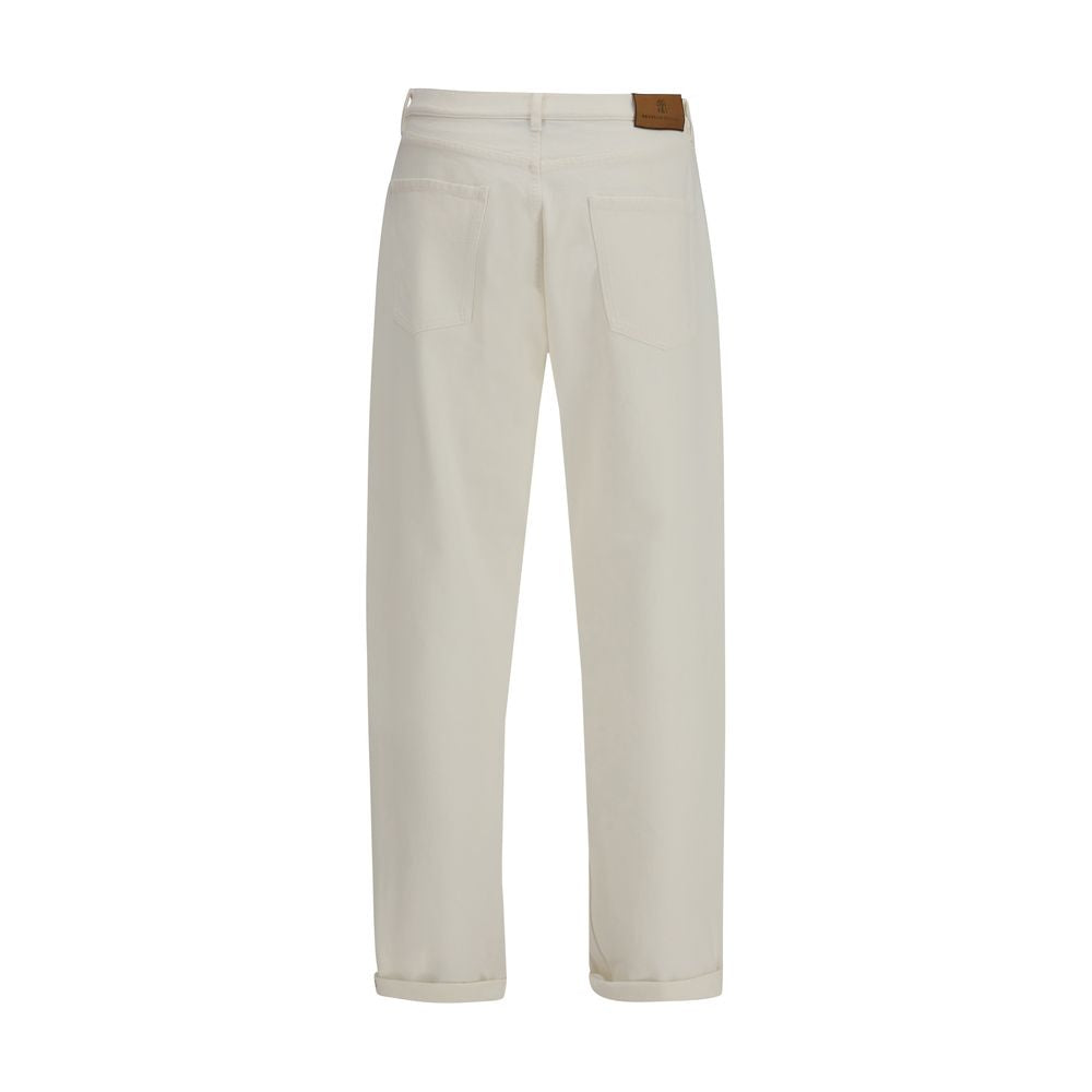 Brunello Cucinelli White Cotton Straight-Leg Jeans | Regal Royce