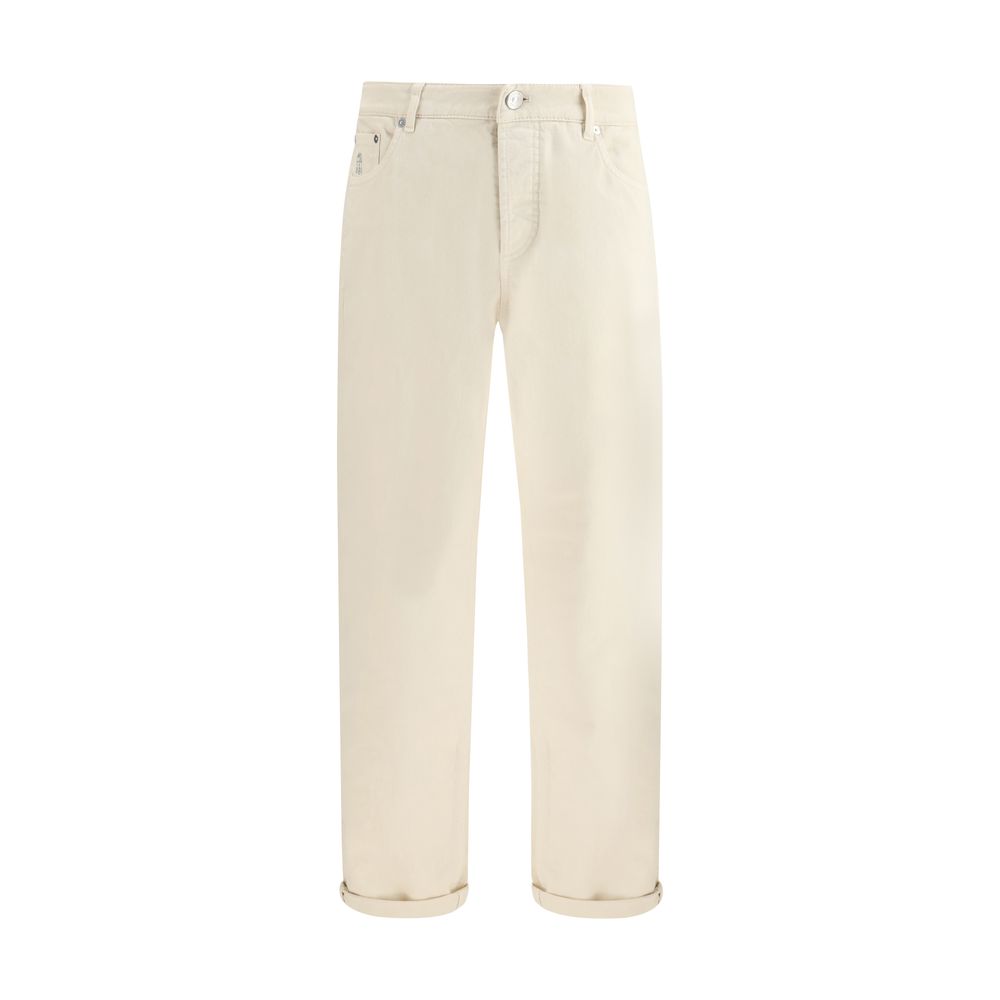 Brunello Cucinelli White Cotton High-Waisted Jean | Regal Royce