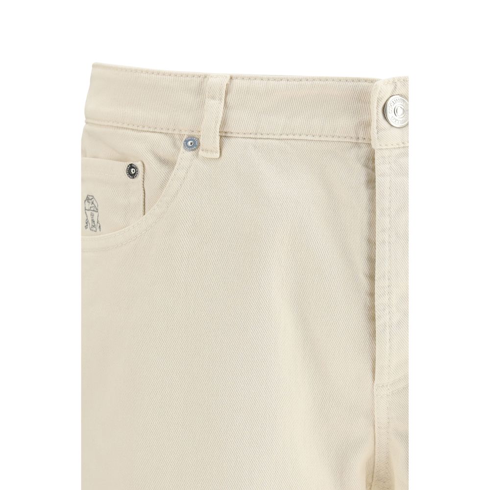 Brunello Cucinelli White Cotton High-Waisted Jean | Regal Royce