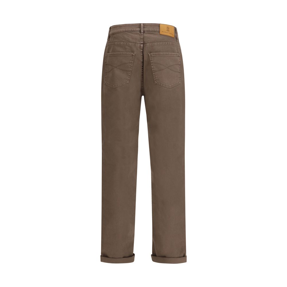 Brunello Cucinelli Brown Cotton Relaxed Fit Jeans | Regal Royce