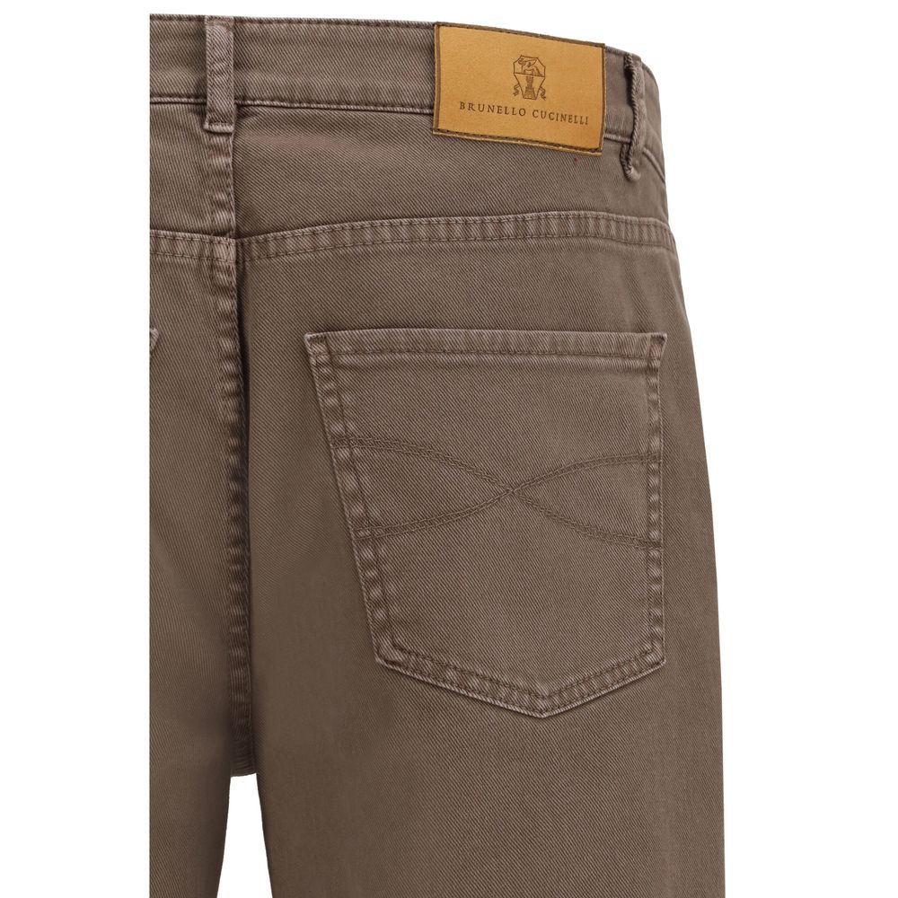 Brunello Cucinelli Brown Cotton Relaxed Fit Jeans | Regal Royce