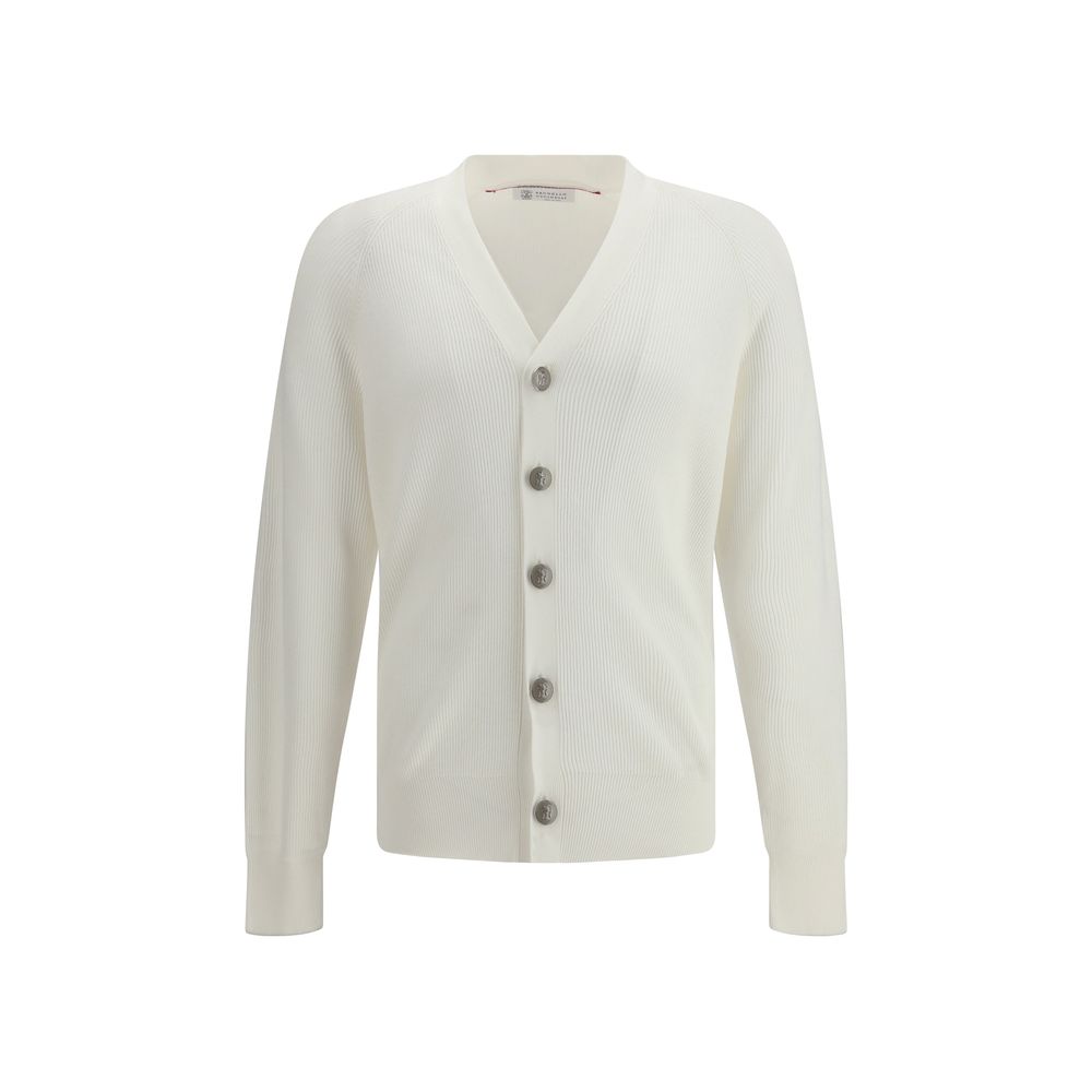 Brunello Cucinelli White Cotton Cardigan | Regal Royce