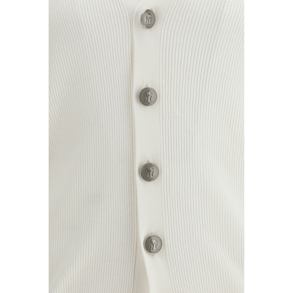 Brunello Cucinelli White Cotton Cardigan | Regal Royce