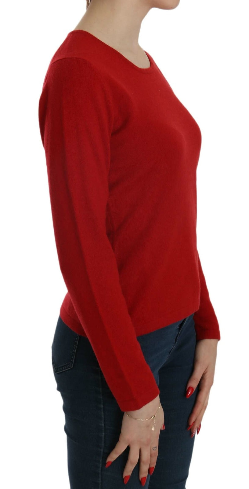 MILA SCHÖN Cashmere Red Round Neck Pullover Top Sweater | Regal Royce