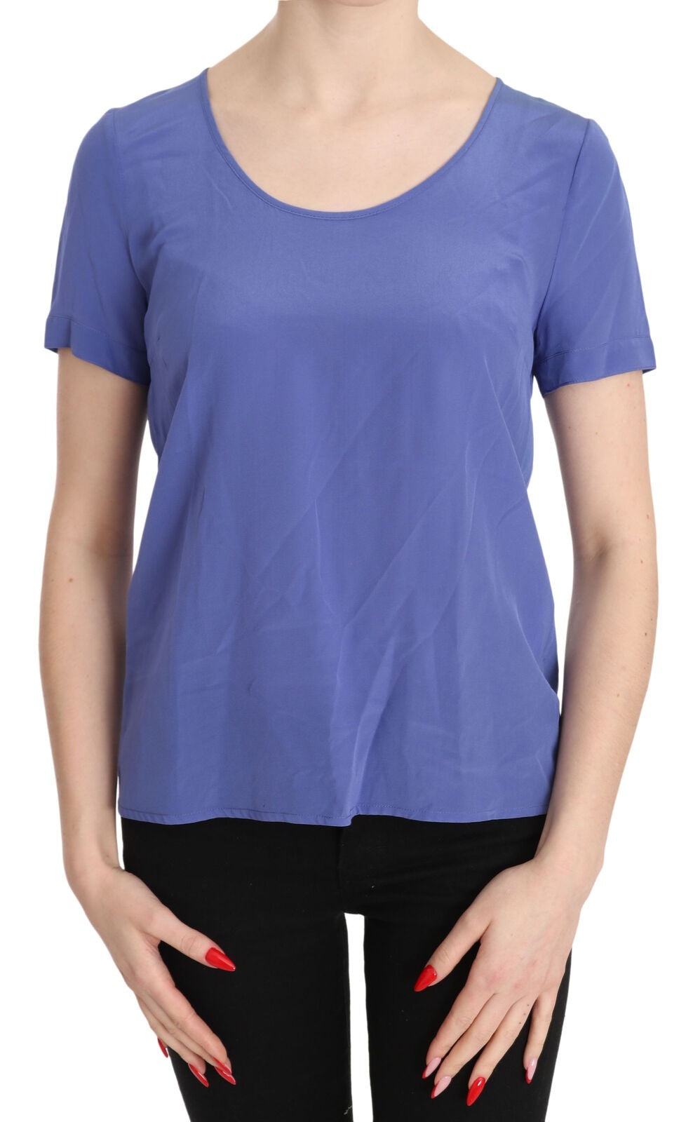 Patrizia Pepe Silk Purple Short Sleeve Casual Top Blouse | Regal Royce