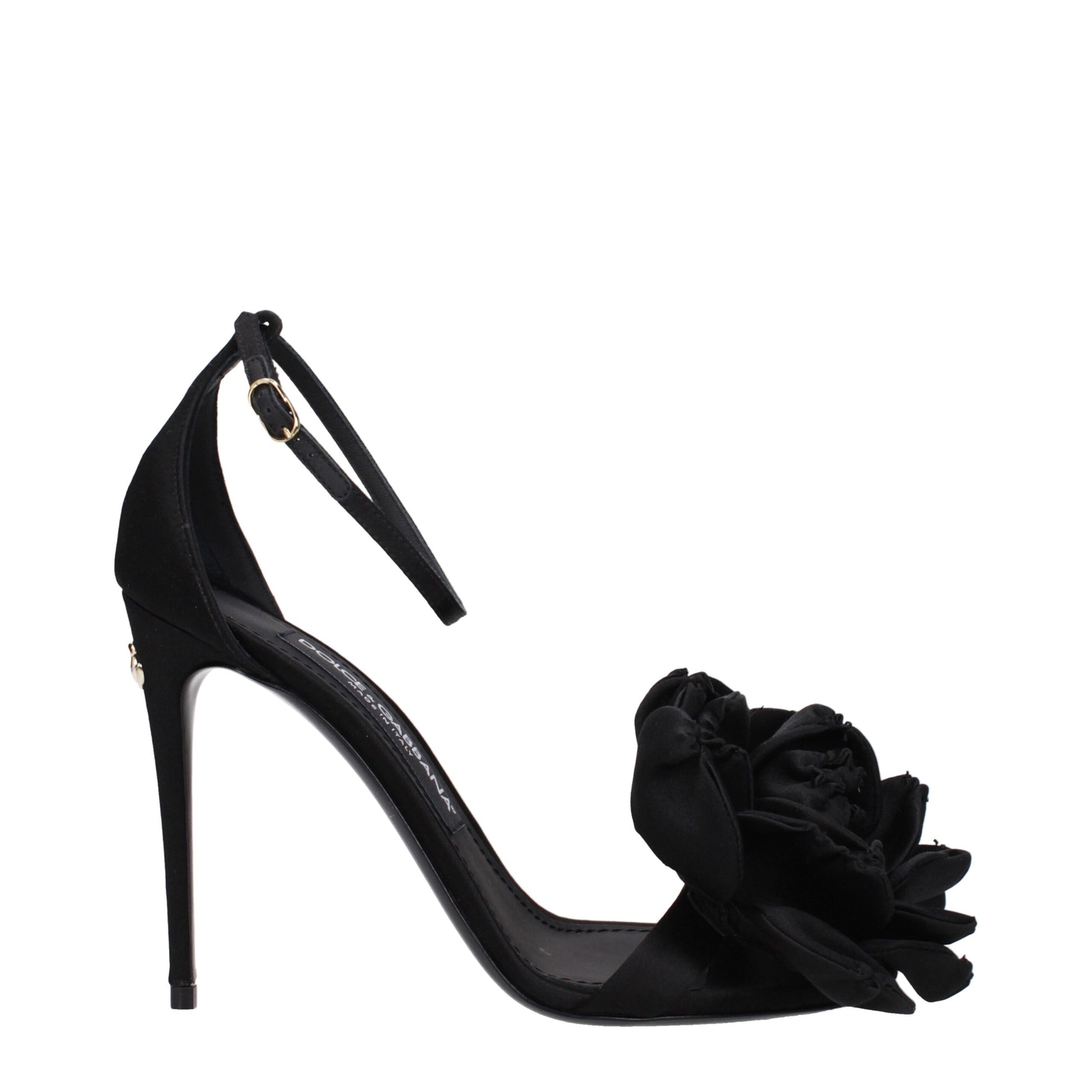 Dolce & Gabbana Black Satin Stiletto Heel Sandals | Regal Royce