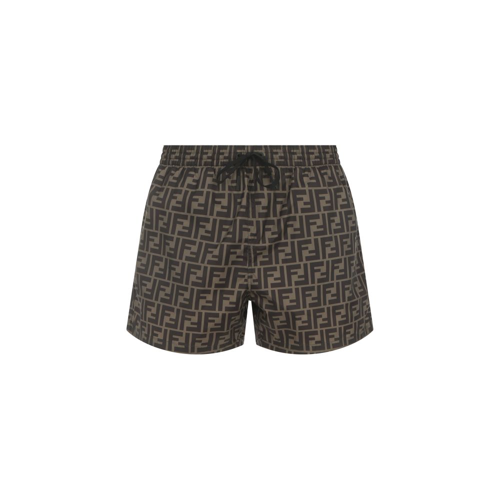 Fendi Brown Polyester Swim Shorts | Regal Royce