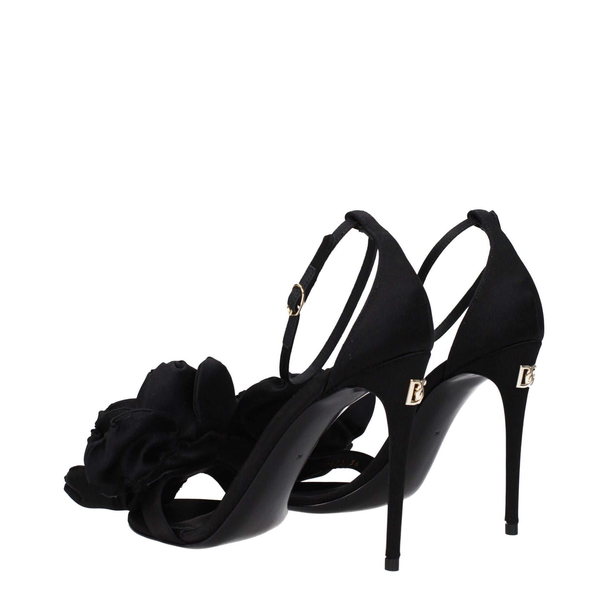 Dolce & Gabbana Black Satin Stiletto Heel Sandals | Regal Royce