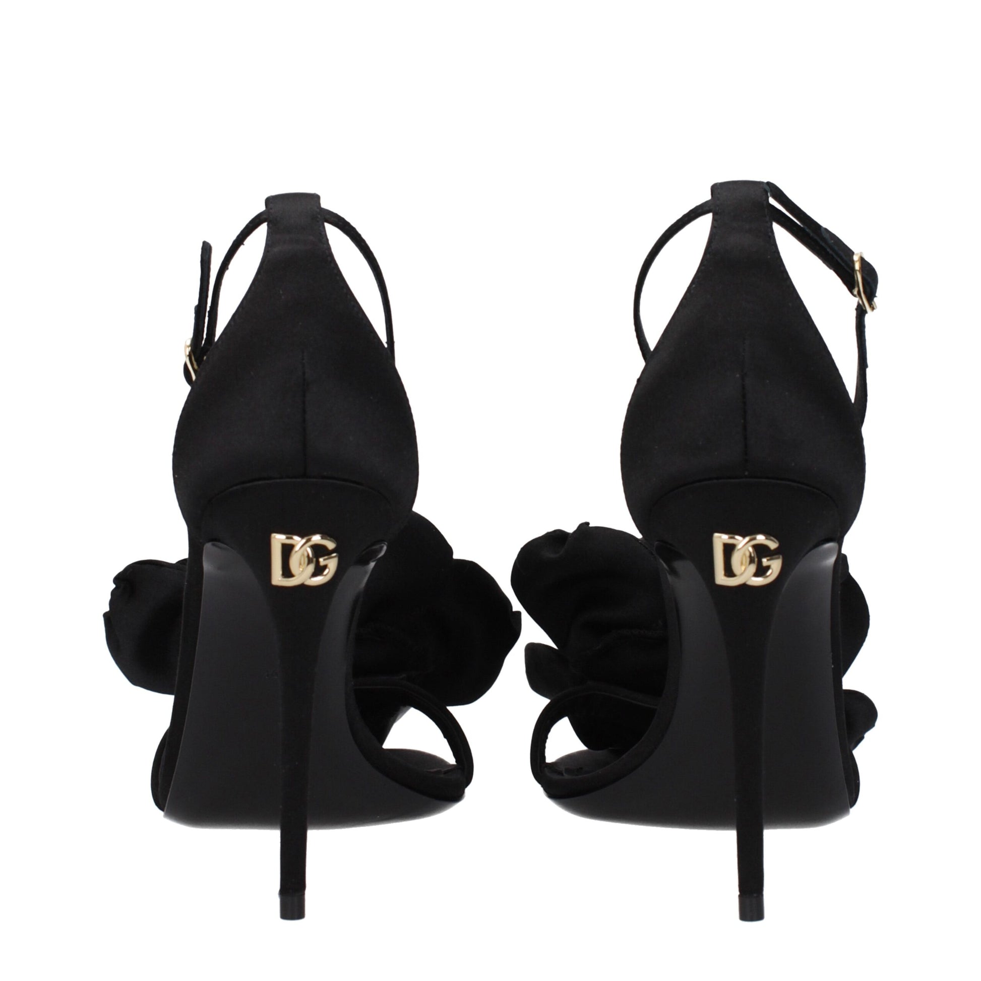 Dolce & Gabbana Black Satin Stiletto Heel Sandals | Regal Royce