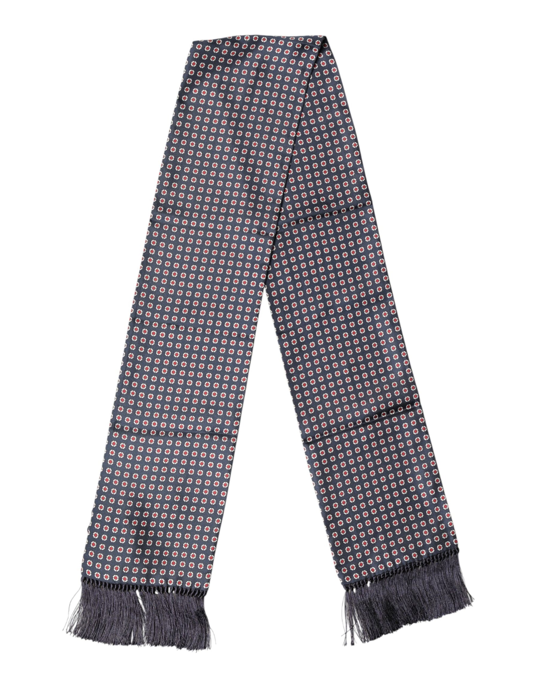 Dolce & Gabbana Black Patterned Fringes Neck Foulard Scarf | Regal Royce