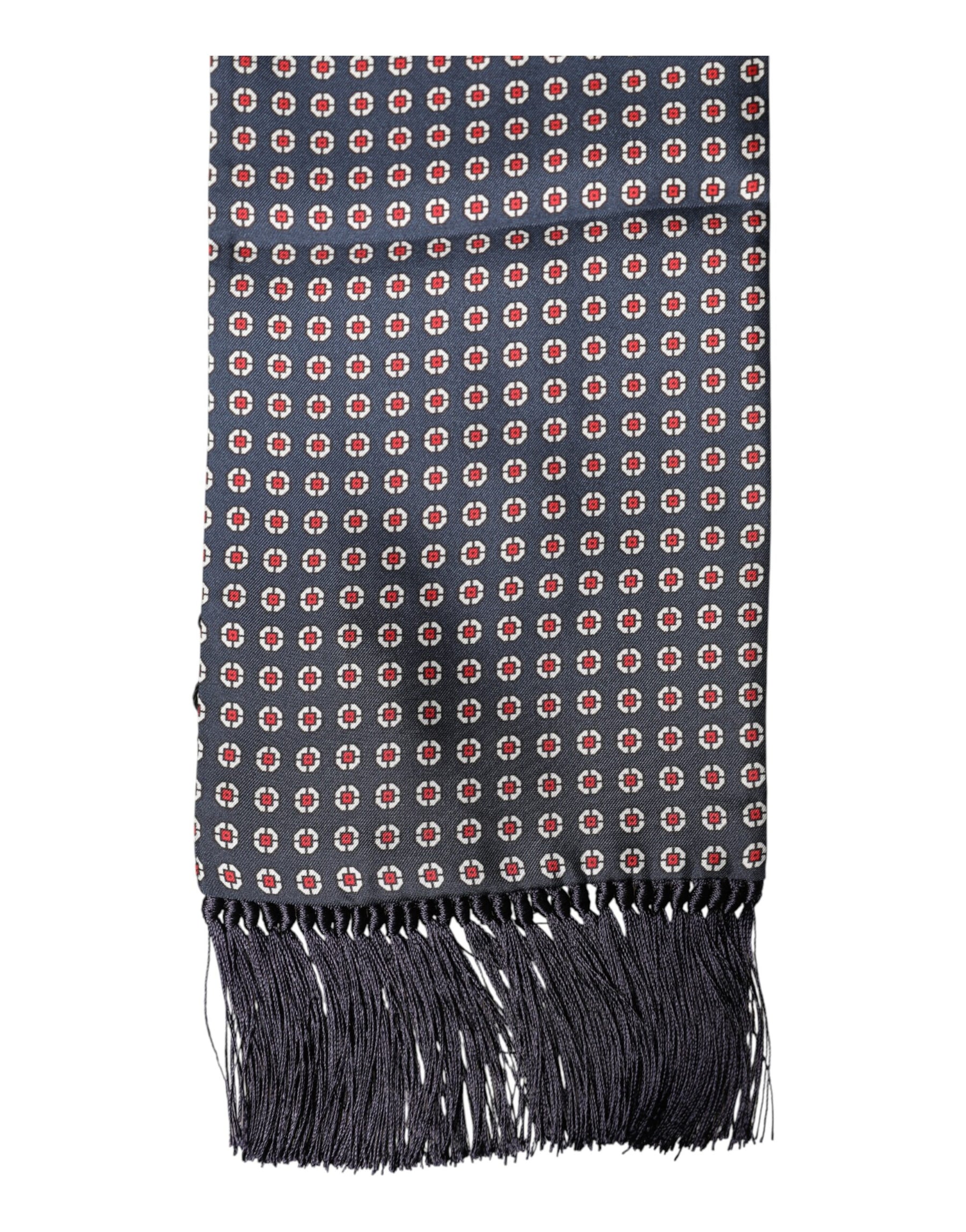 Dolce & Gabbana Black Patterned Fringes Neck Foulard Scarf | Regal Royce