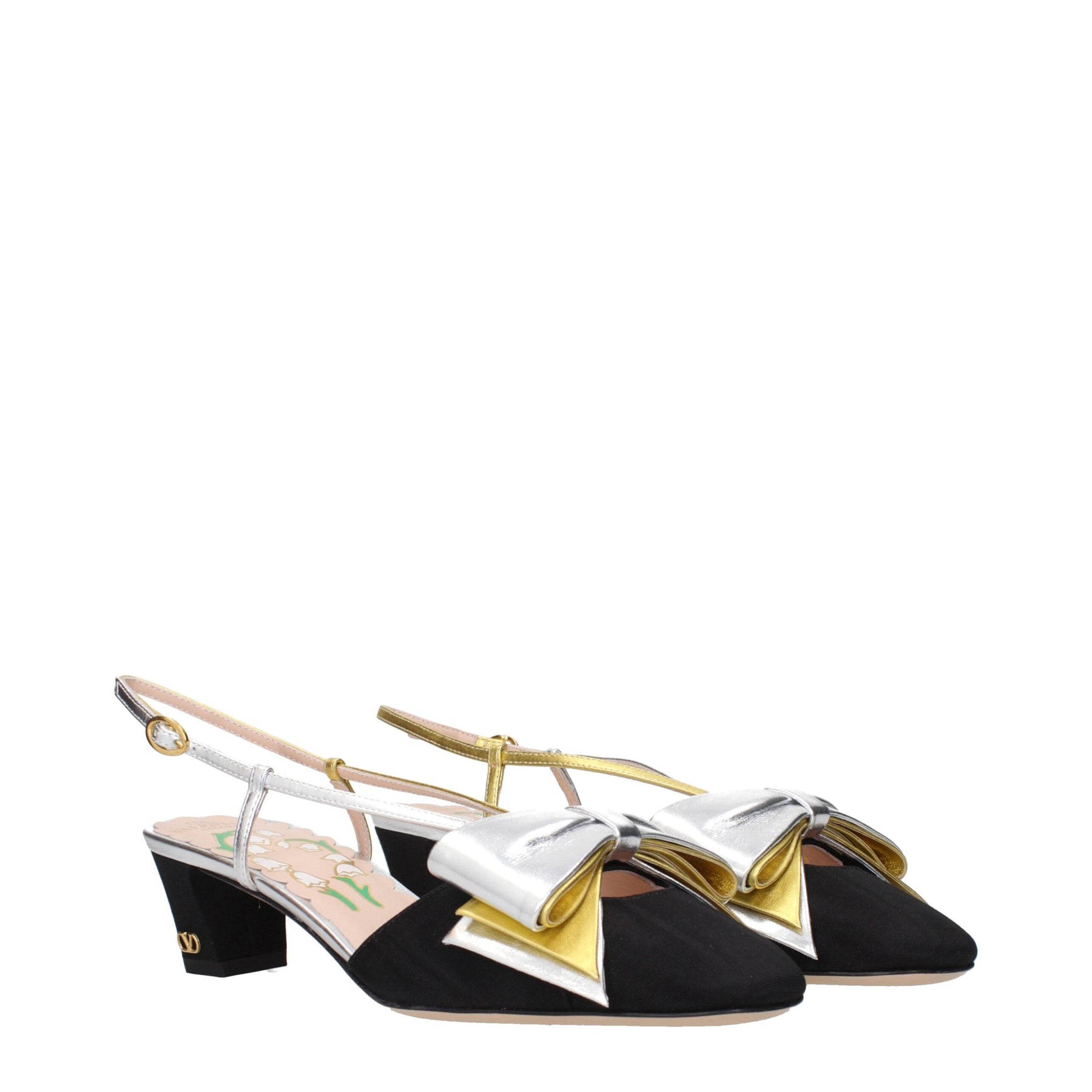 Valentino Garavani Black Fabric Mid Heel Pumps | Regal Royce