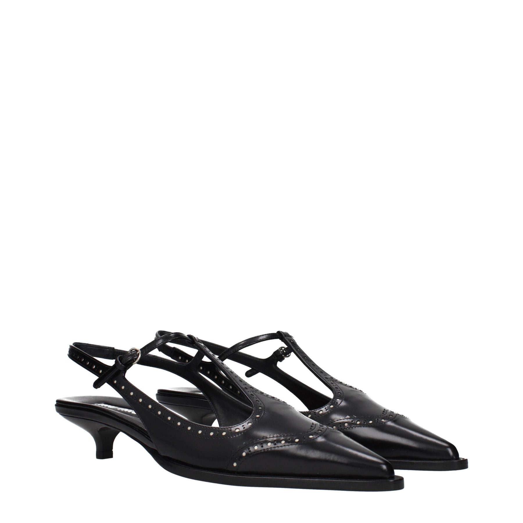 Miu Miu Black Leather Mid Heel Pumps | Regal Royce