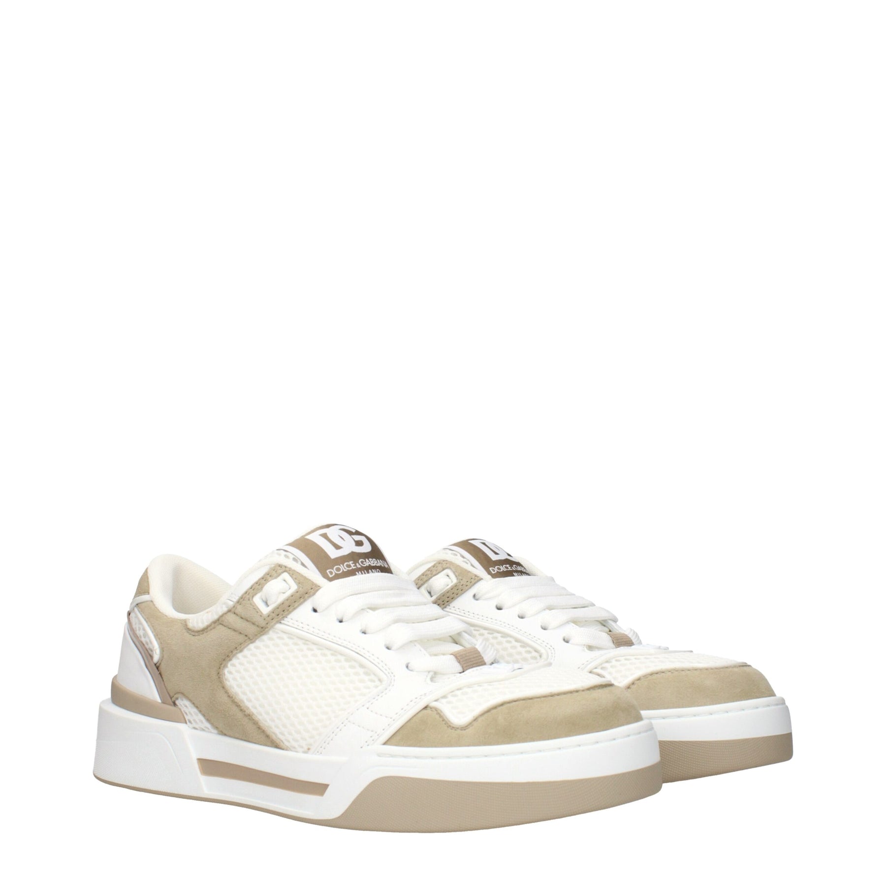 Dolce & Gabbana White Fabric Low Top Sneakers | Regal Royce