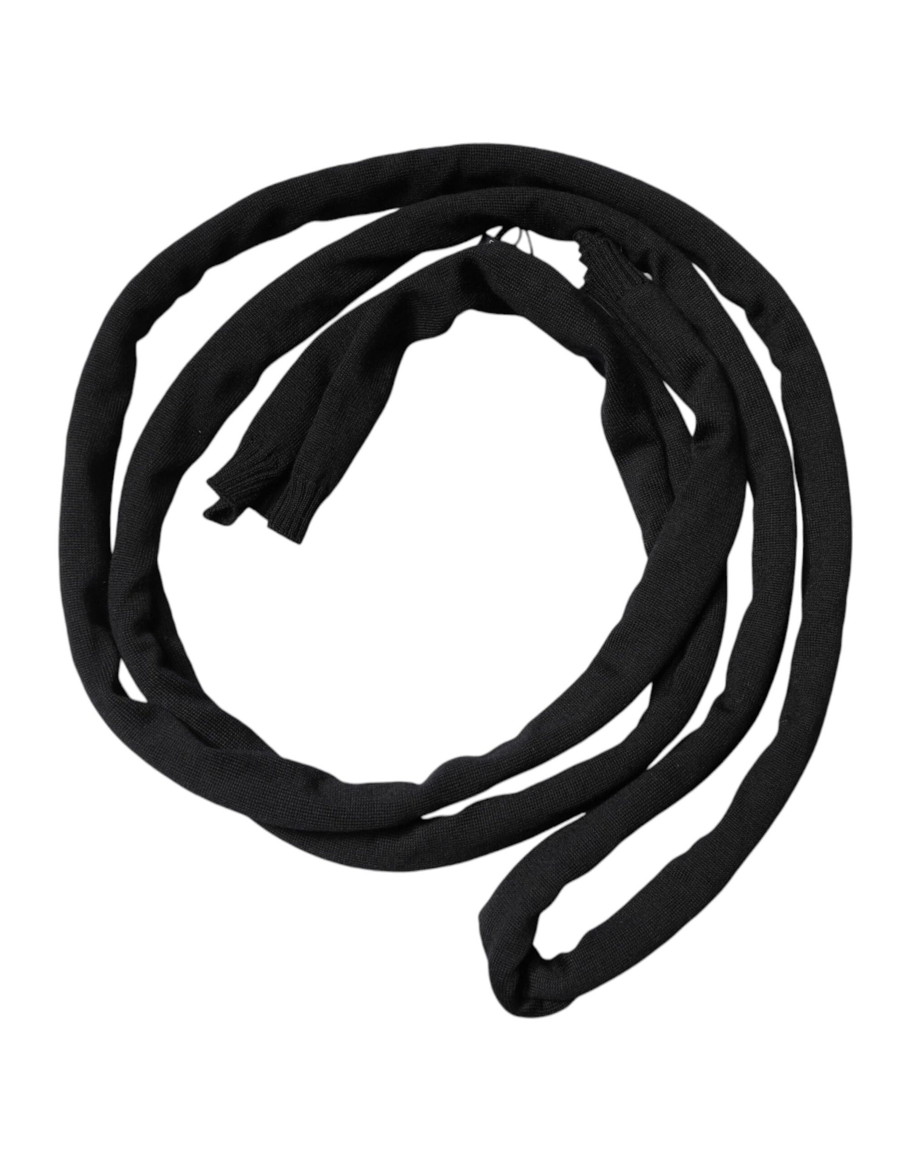 Dolce & Gabbana Black Wool Knitted Neck Wrap Shawl Men Scarf | Regal Royce