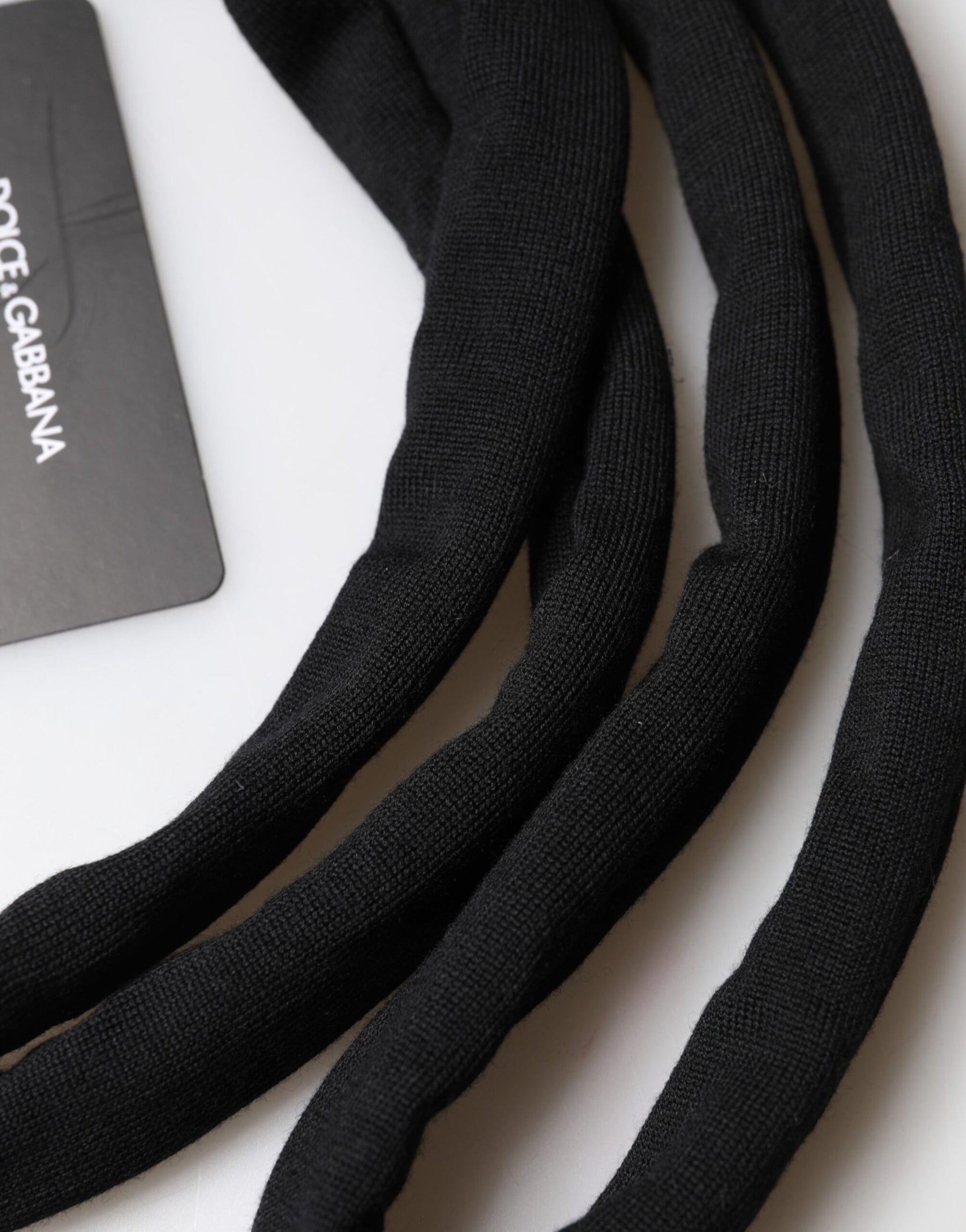 Dolce & Gabbana Black Wool Knitted Neck Wrap Shawl Men Scarf | Regal Royce