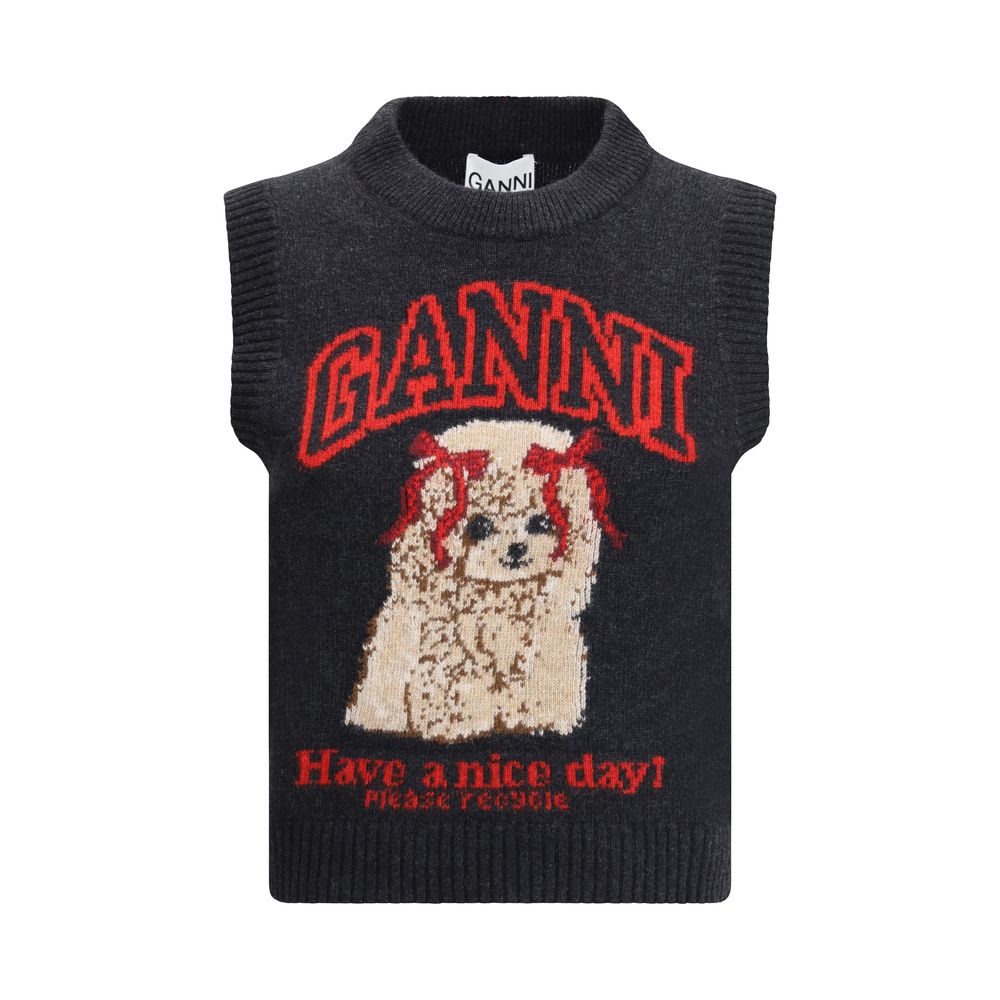 Ganni Black Wool Sleeveles Sweater | Regal Royce