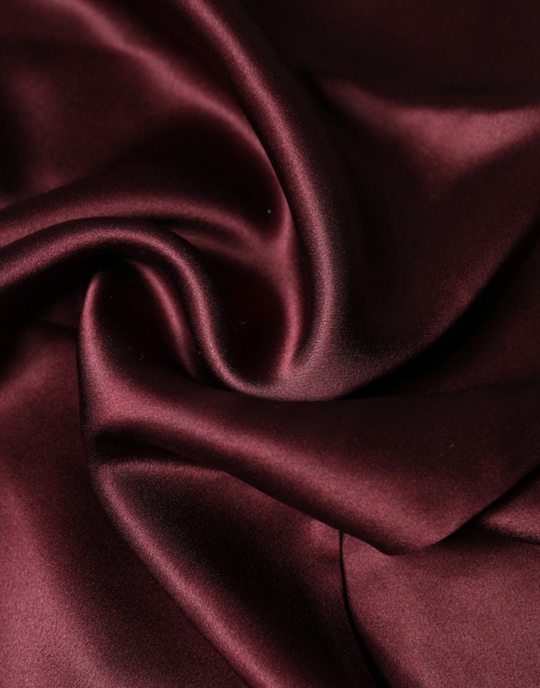 Dolce & Gabbana Maroon Silk Satin Fringes Neck Foulard Scarf | Regal Royce
