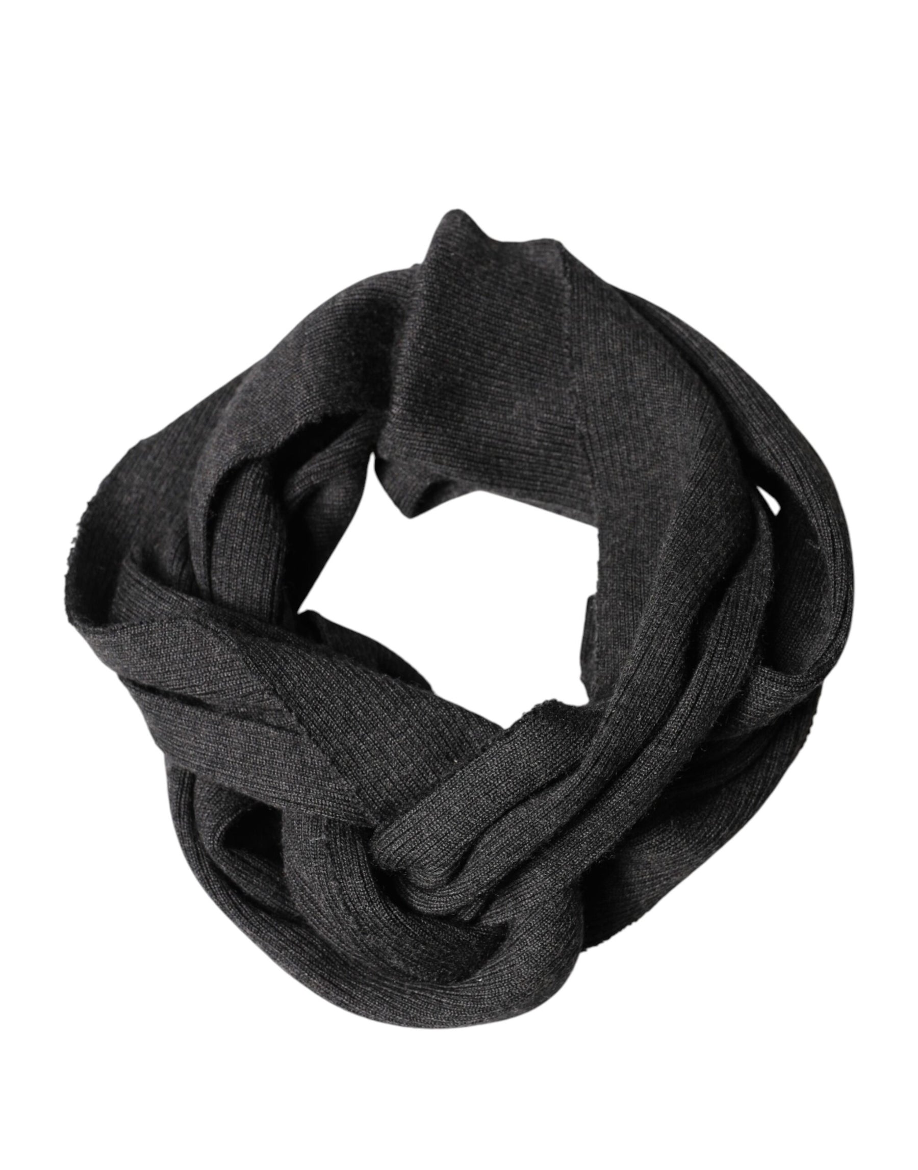 Dolce & Gabbana Black Cashmere Knit Neck Wrap Foulard Scarf | Regal Royce