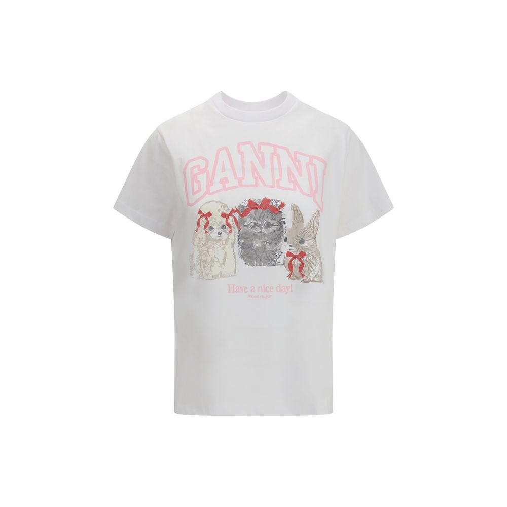 Ganni White Cotton T-Shirt | Regal Royce